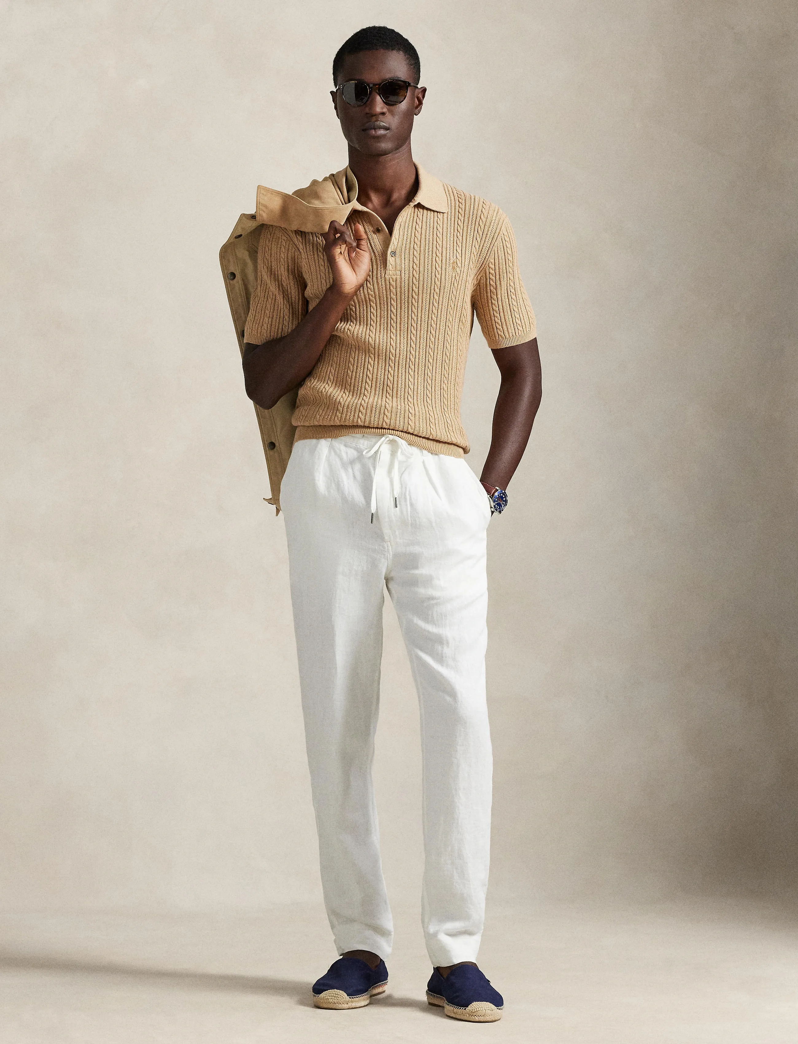Polo Ralph Lauren - Lateef Slim Tapered Fit Linen Pant - linnebyxor - ceramic white - 3