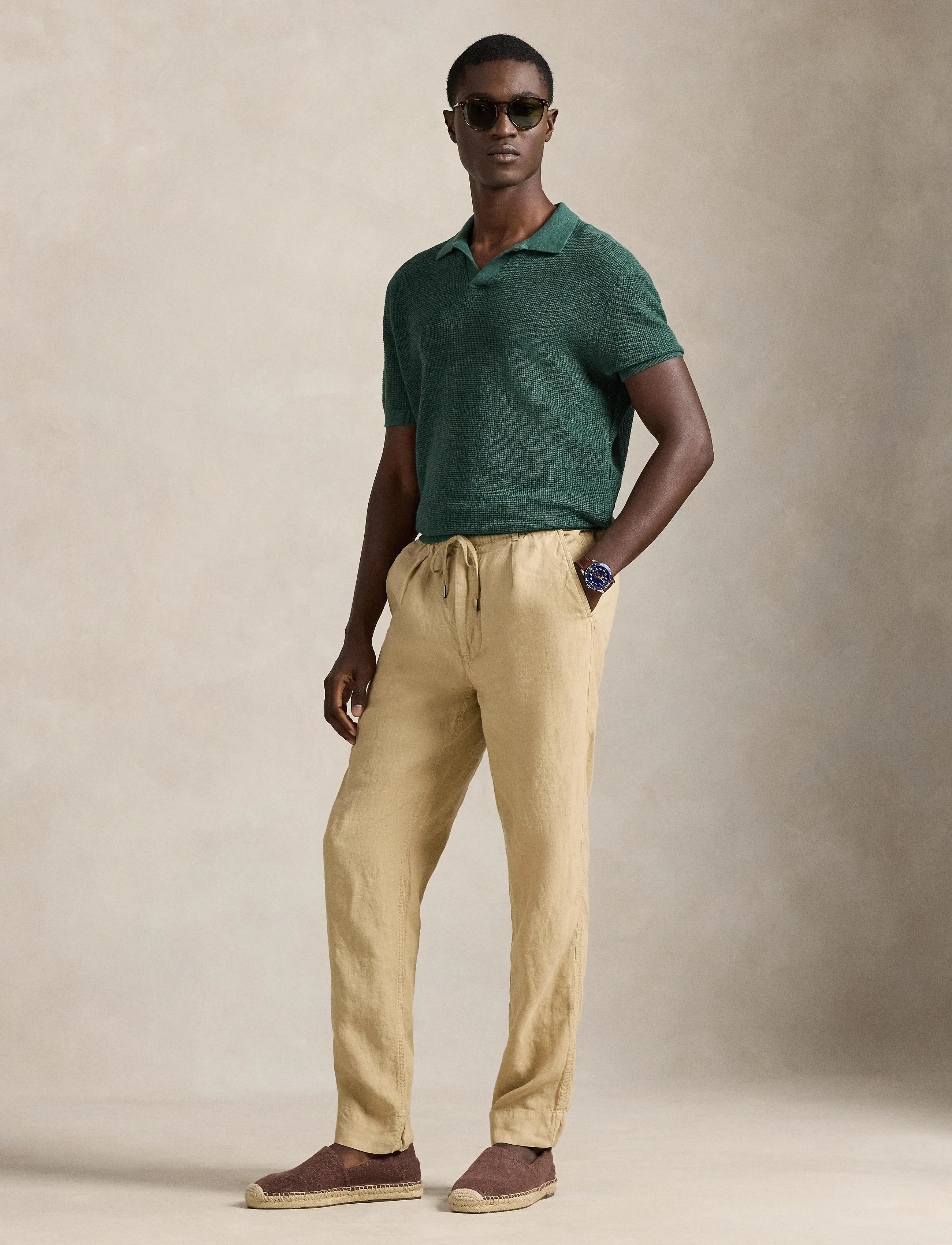 Polo Ralph Lauren - Lateef Slim Tapered Fit Linen Pant - linnebyxor - classic khaki - 3