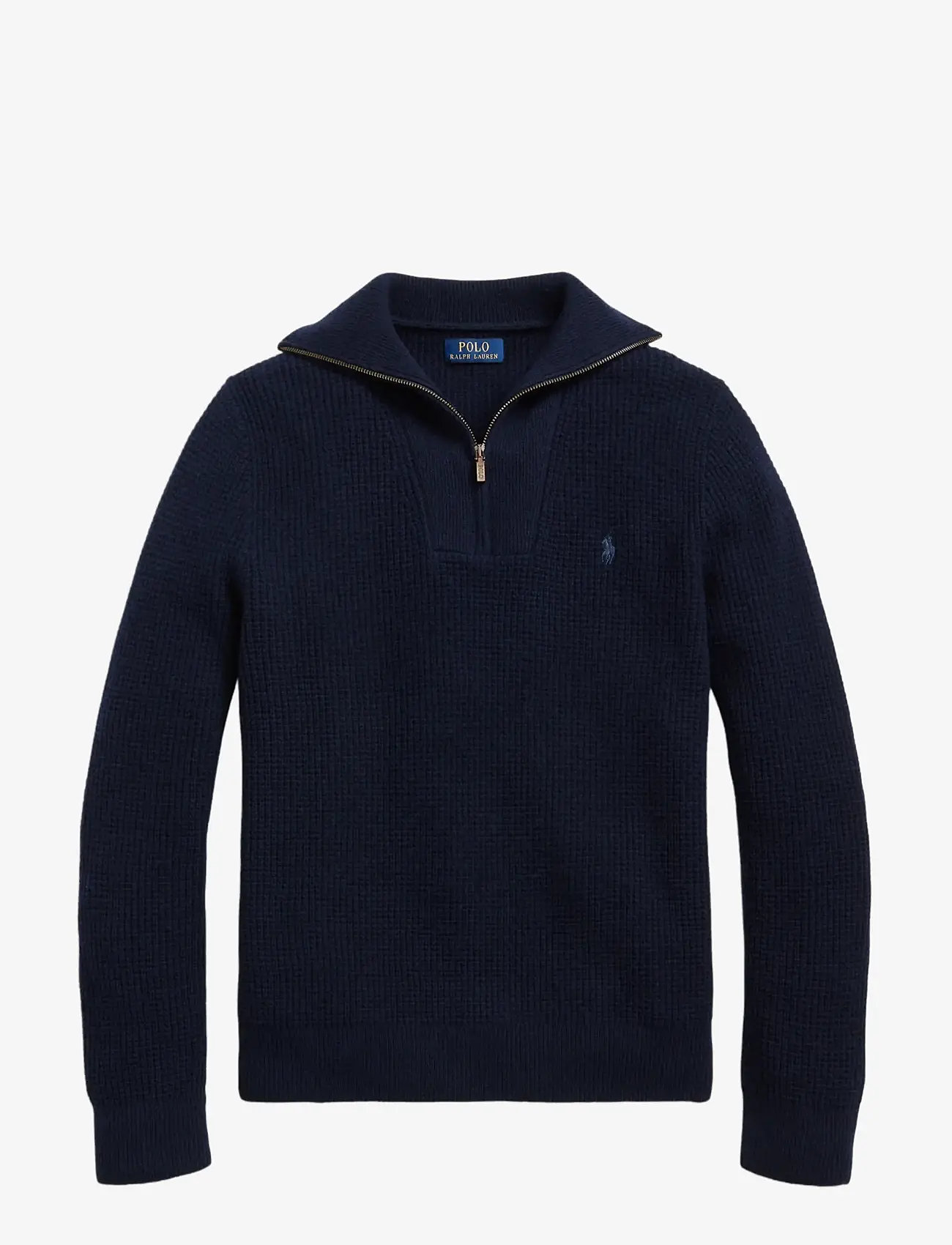 Polo Ralph Lauren - Waffle Wool-Cotton Quarter-Zip Sweater - hunter navy - 1