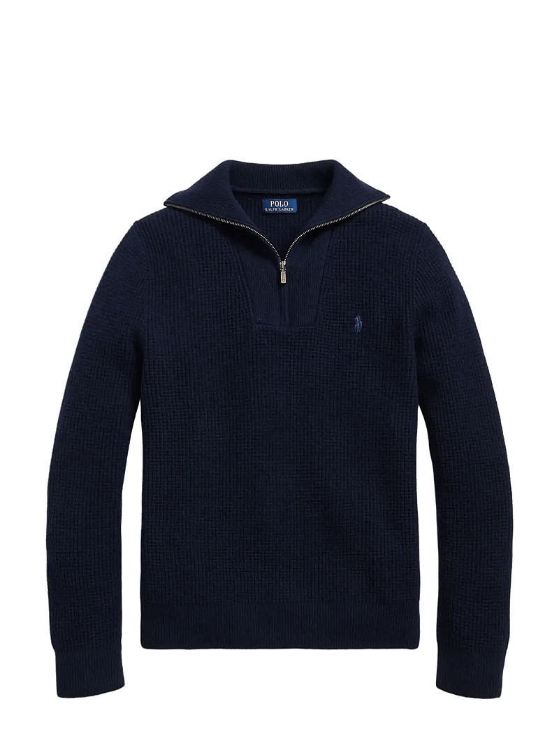 Polo Ralph Lauren - Waffle Wool-Cotton Quarter-Zip Sweater - hunter navy - 1