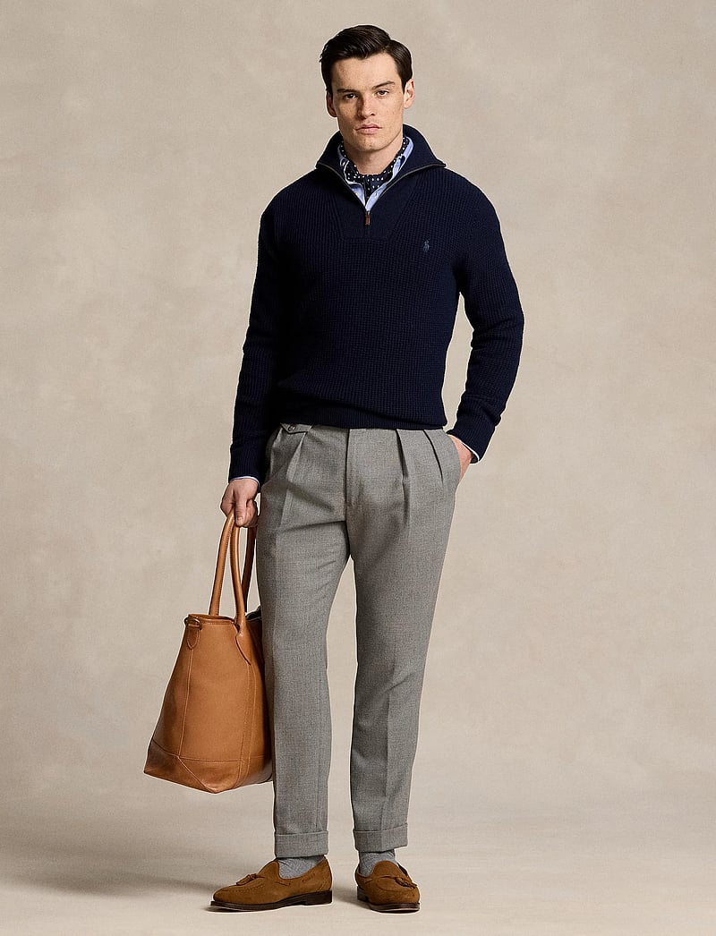 Polo Ralph Lauren - Waffle Wool-Cotton Quarter-Zip Sweater - hunter navy - 0