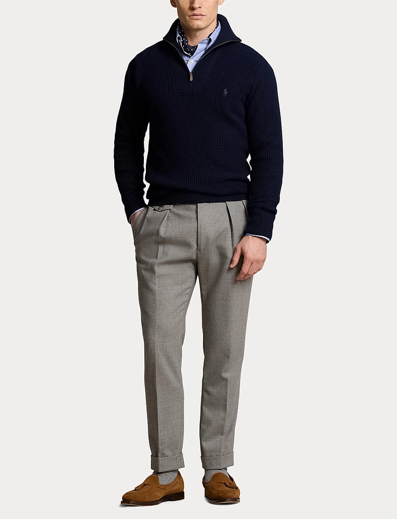 Polo Ralph Lauren - Waffle Wool-Cotton Quarter-Zip Sweater - hunter navy - 4