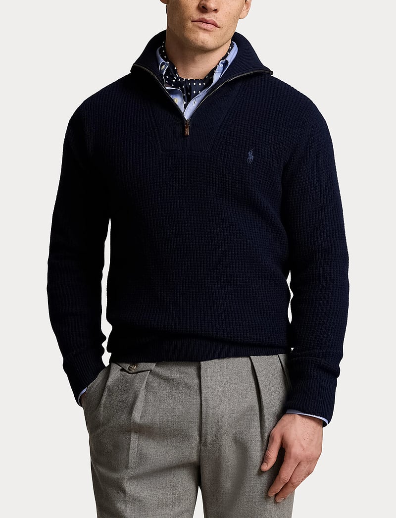 Polo Ralph Lauren - Waffle Wool-Cotton Quarter-Zip Sweater - hunter navy - 5
