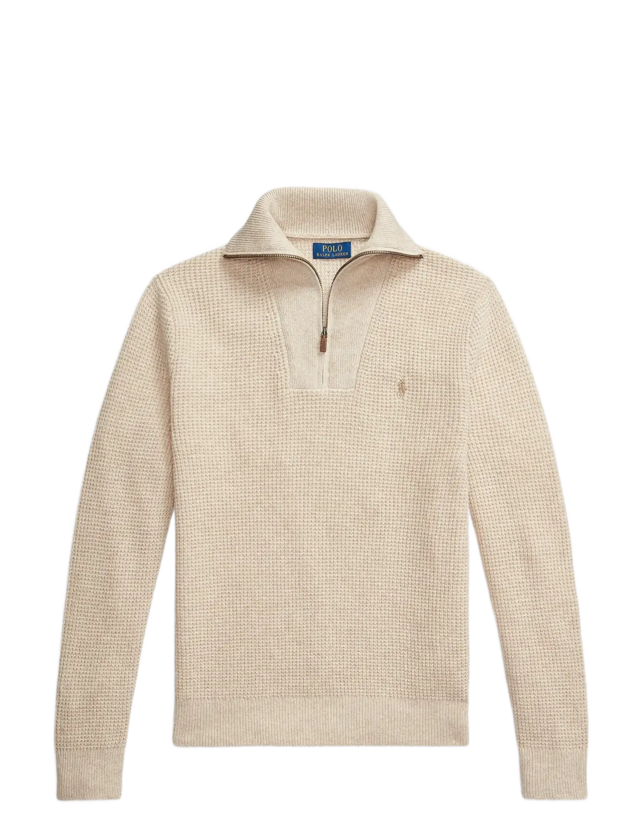 Waffle Wool-Cotton Quarter-Zip Sweater - NATURAL CREAM HTH