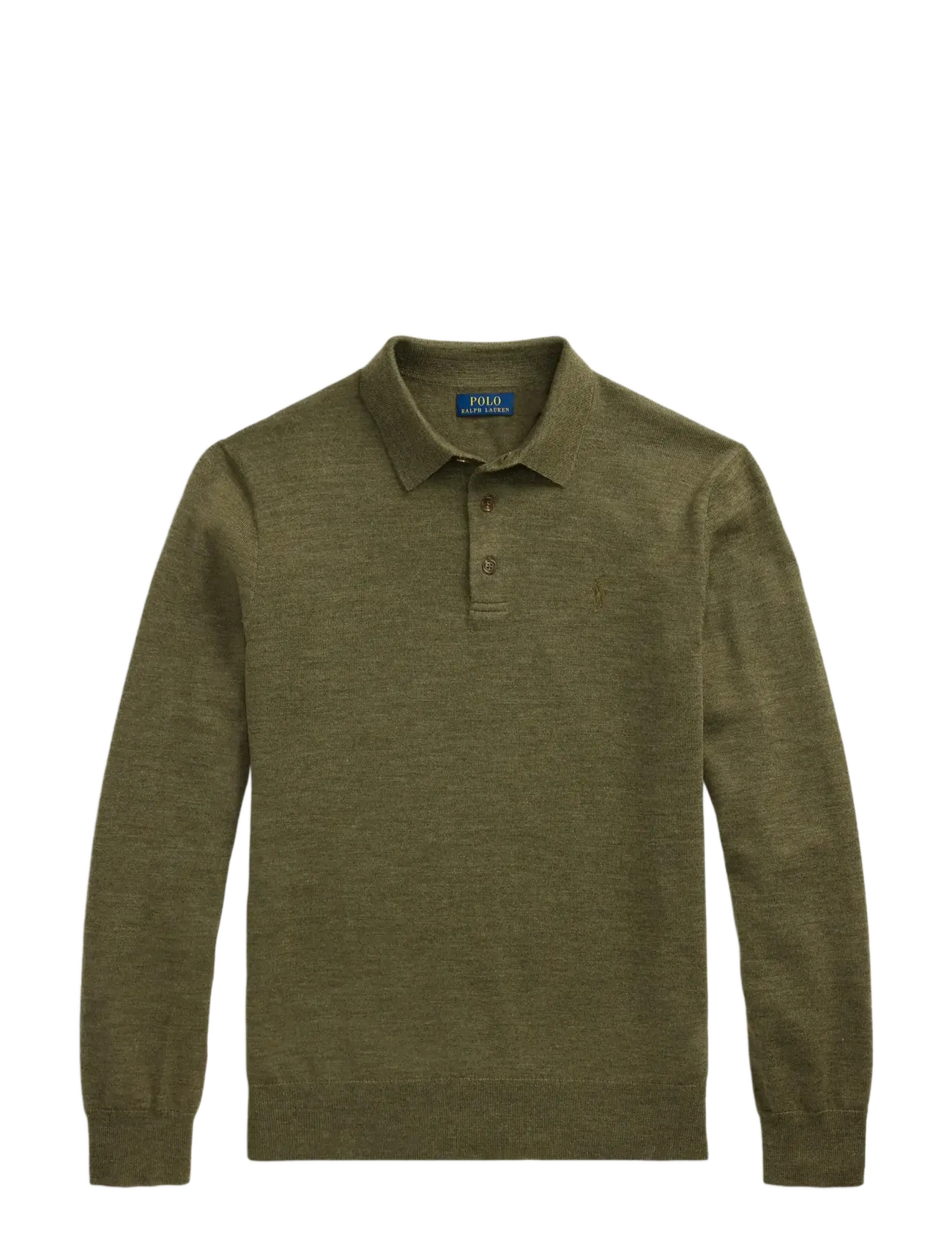 POLO RALPH LAUREN Washable Wolle Polo-Collar Pullover Khaki - XS - Herren