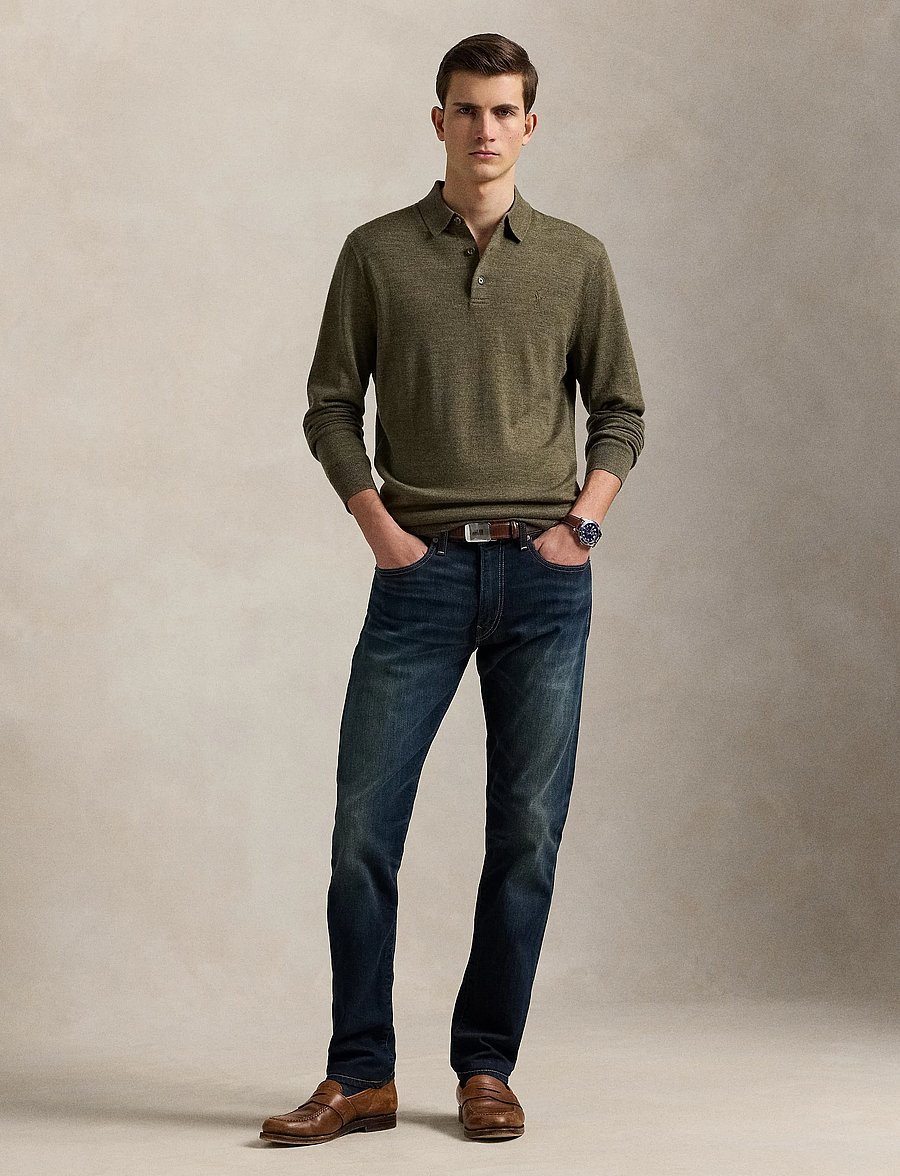 Polo Ralph Lauren - Washable Wool Polo-Collar Sweater - poloer i strik med lange ærmer - cargo olive heath - 0