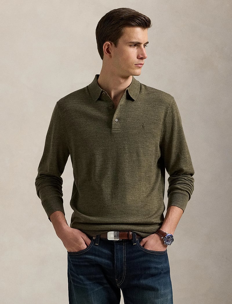 Polo Ralph Lauren - Wool Polo-Collar Sweater - gestrickte polohemden - cargo olive heath - 3