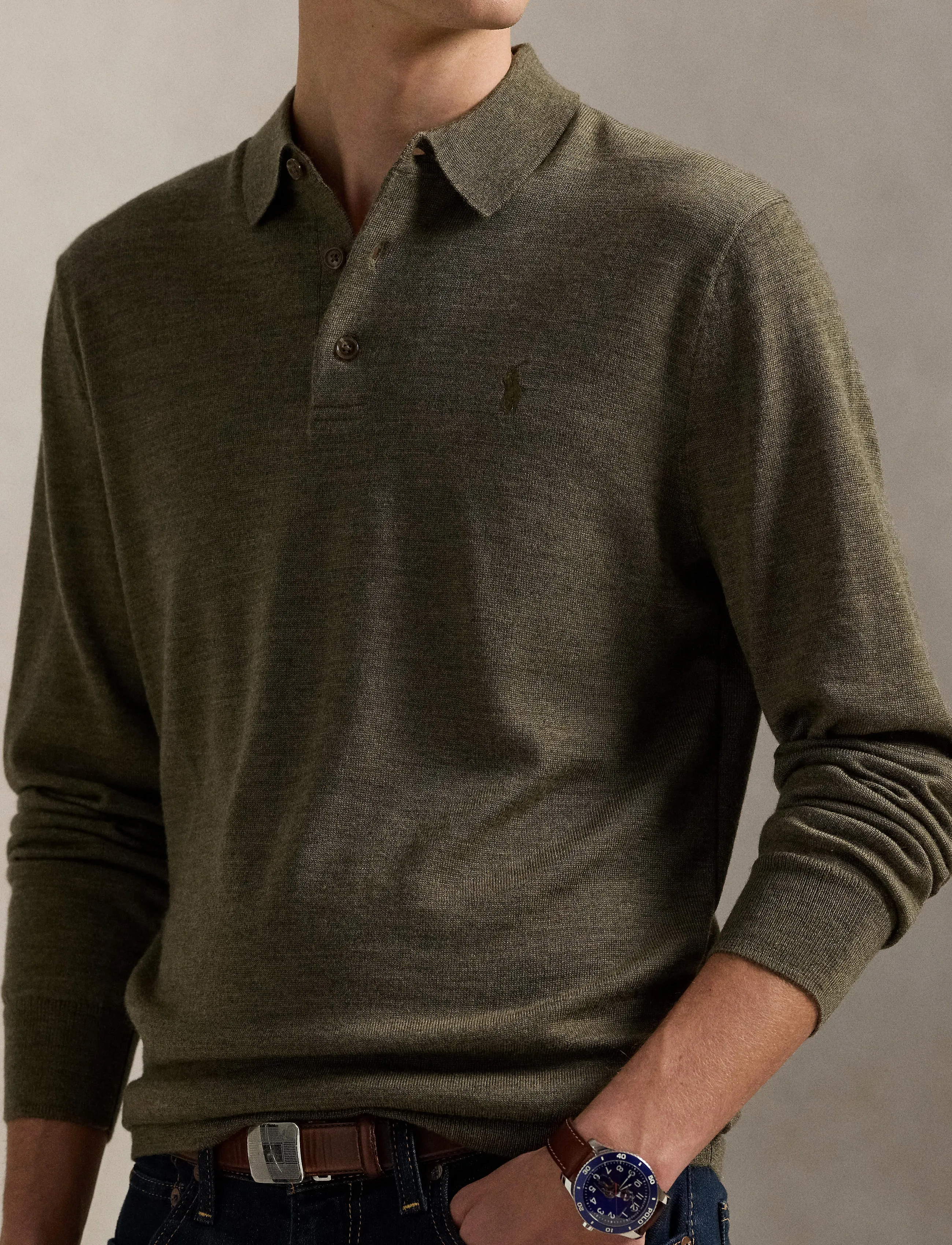 Polo Ralph Lauren Washable Wool Polo-Collar Sweater pikéer herr – bild 7