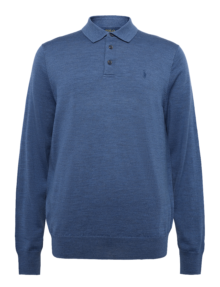 Polo Ralph Lauren - Washable Wool Polo-Collar Sweater - pikkade varrukatega kootud polod - clarity blue heat - 0