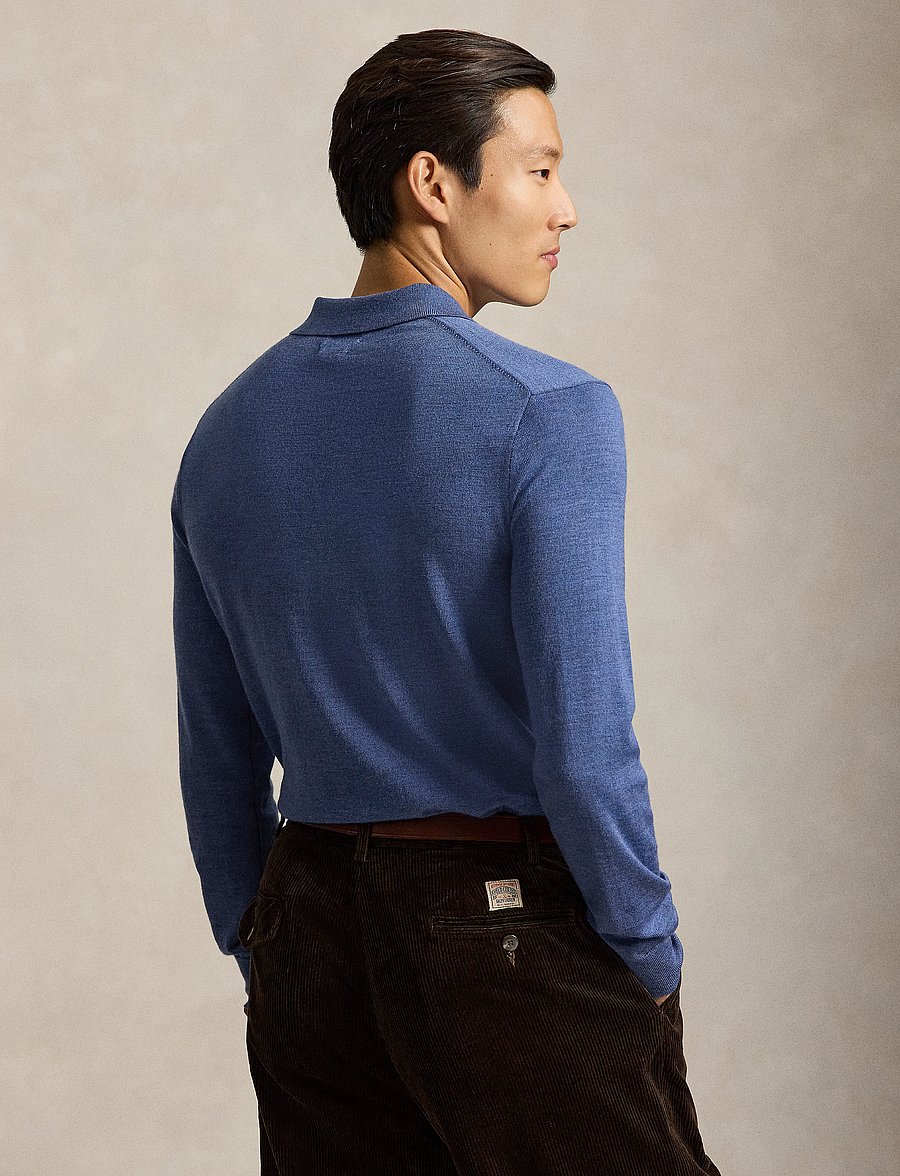 Polo Ralph Lauren - Washable Wool Polo-Collar Sweater - pikkade varrukatega kootud polod - clarity blue heat - 2