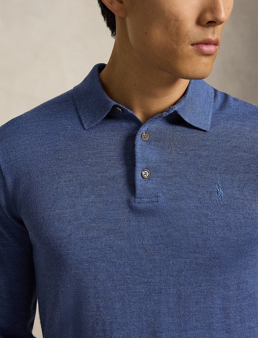 Polo Ralph Lauren - Washable Wool Polo-Collar Sweater - pikkade varrukatega kootud polod - clarity blue heat - 3