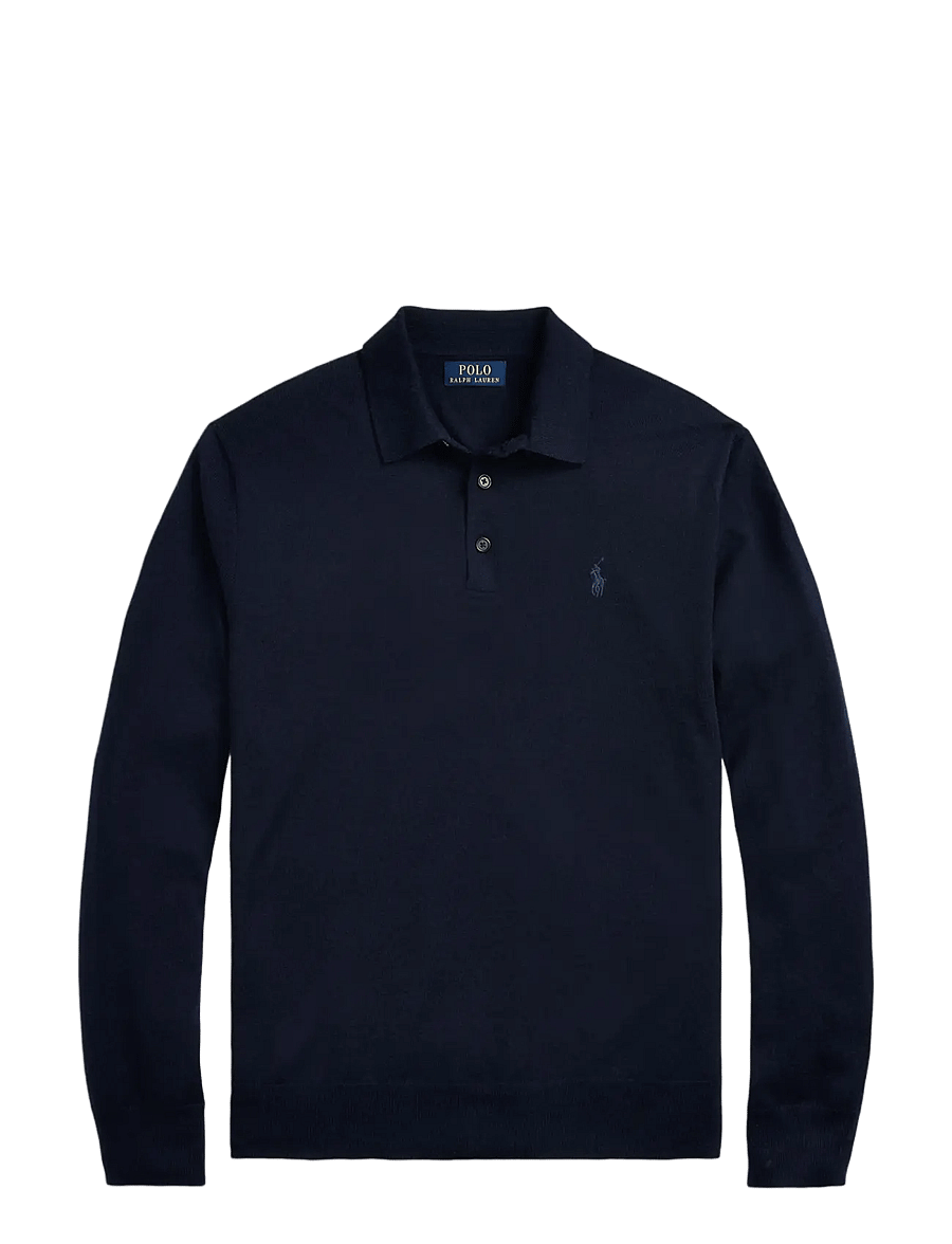 Polo Ralph Lauren - 2/30 MERINO WL RWS-LSL-PLO - langärmelige gestrickte polohemden - hunter navy - 1