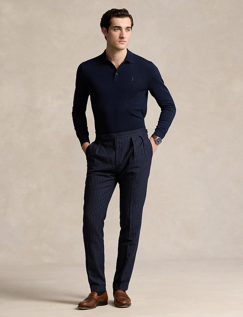 Polo Ralph Lauren - Wool Polo-Collar Sweater - stickade pikéer - hunter navy - 0