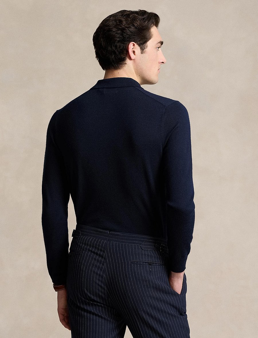 Polo Ralph Lauren - 2/30 MERINO WL RWS-LSL-PLO - langärmelige gestrickte polohemden - hunter navy - 2
