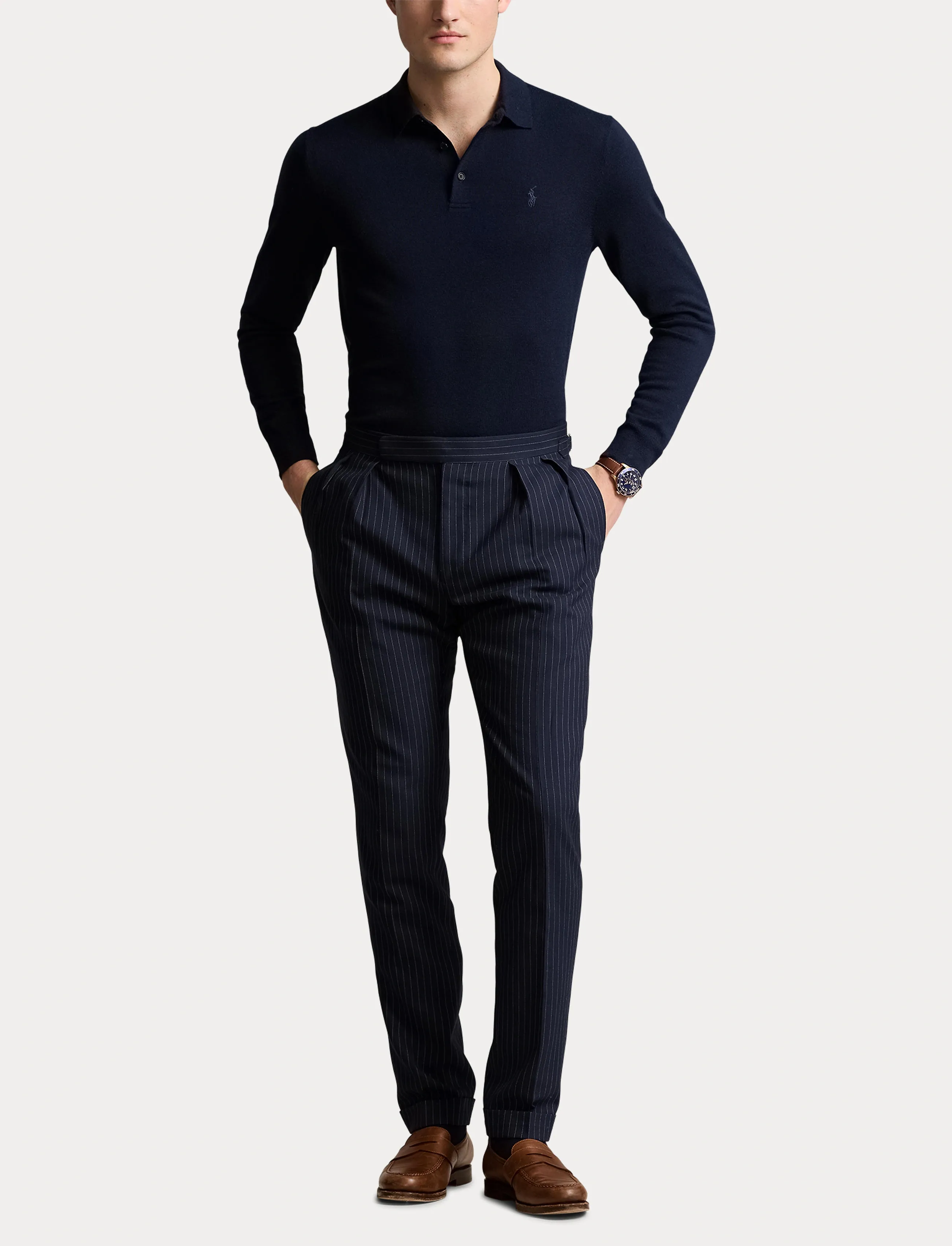 Polo Ralph Lauren - 2/30 MERINO WL RWS-LSL-PLO - langärmelige gestrickte polohemden - hunter navy - 4