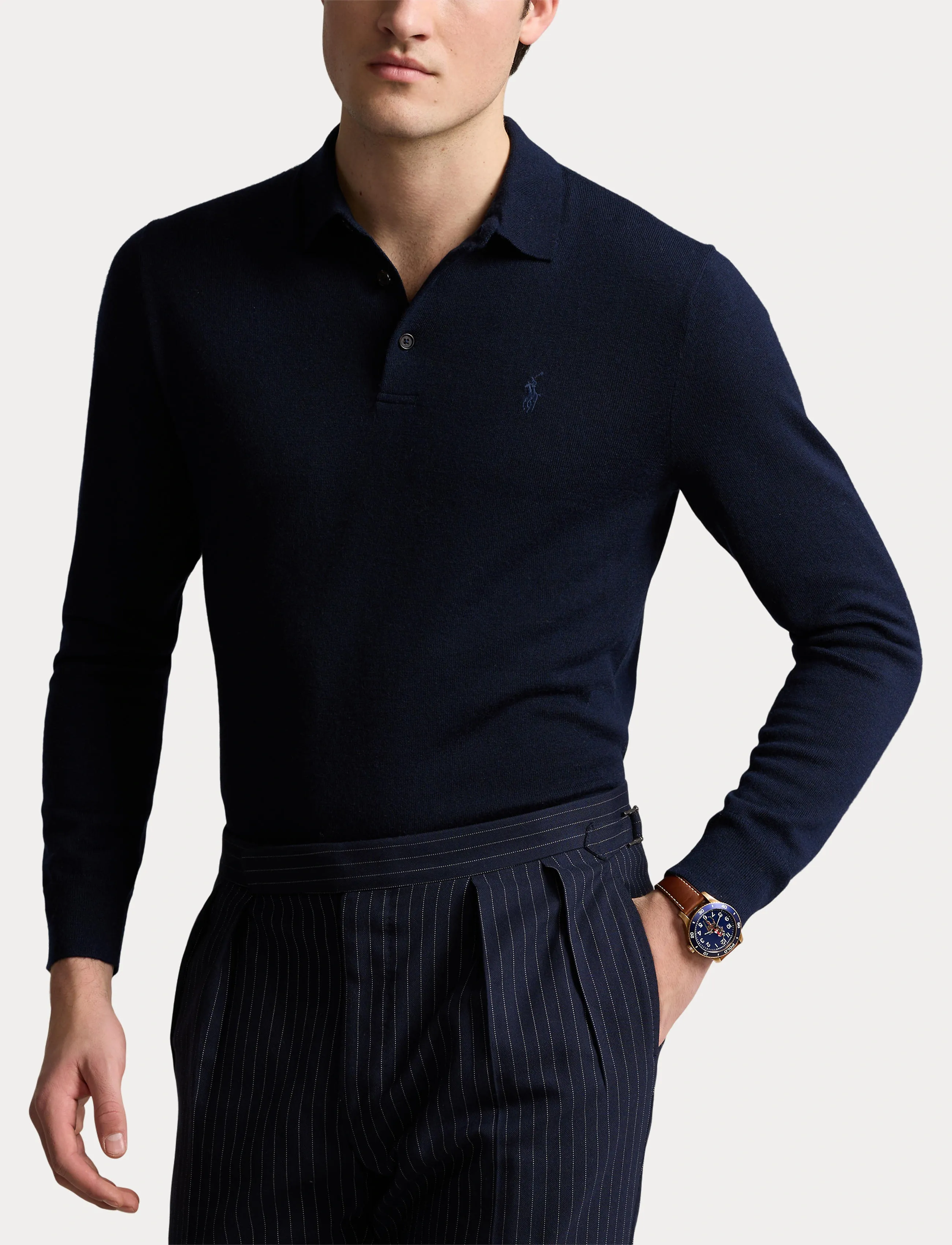 Polo Ralph Lauren - 2/30 MERINO WL RWS-LSL-PLO - langärmelige gestrickte polohemden - hunter navy - 5