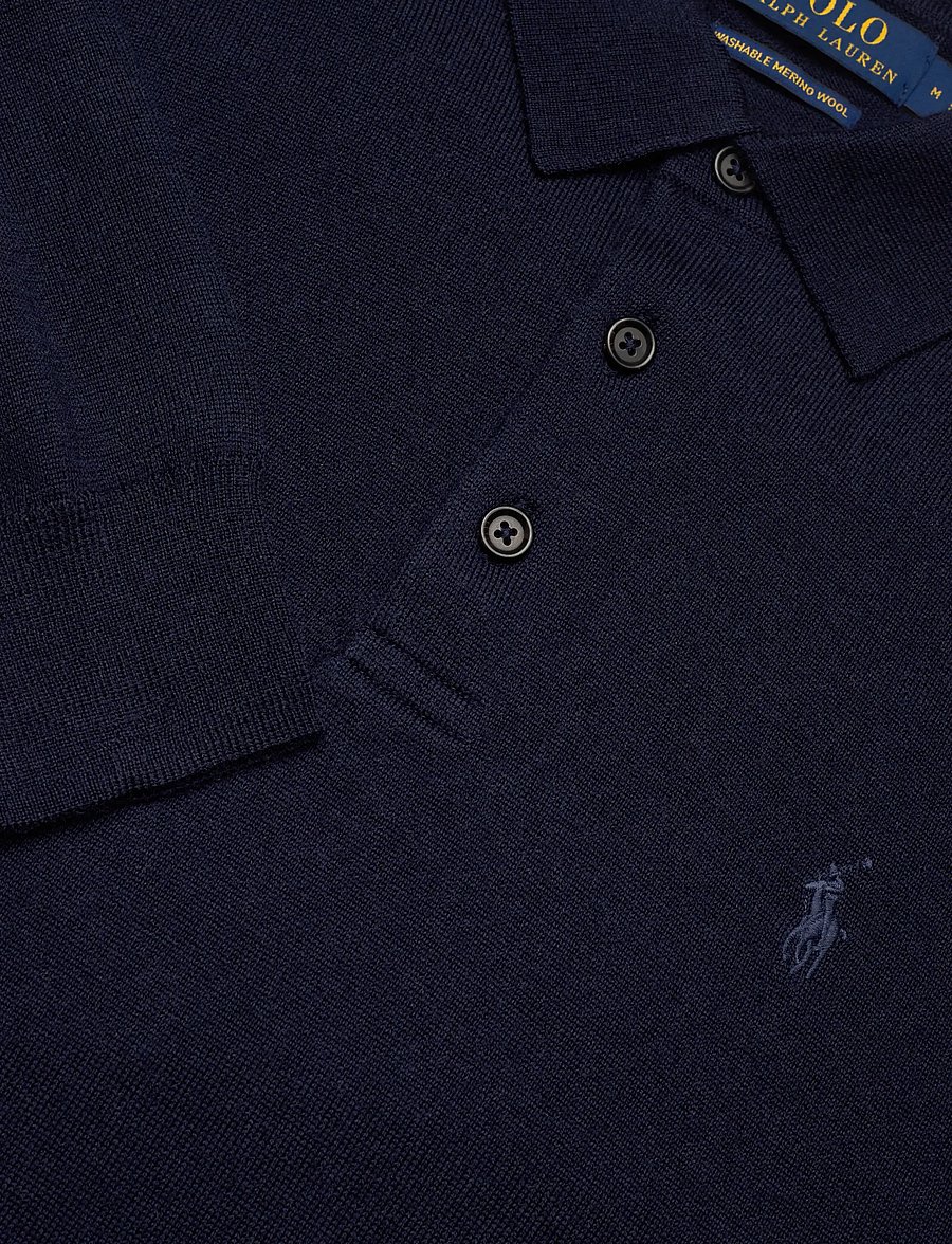 Polo Ralph Lauren - Washable Wool Polo-Collar Sweater - langärmelige strick-polohemden - hunter navy - 5
