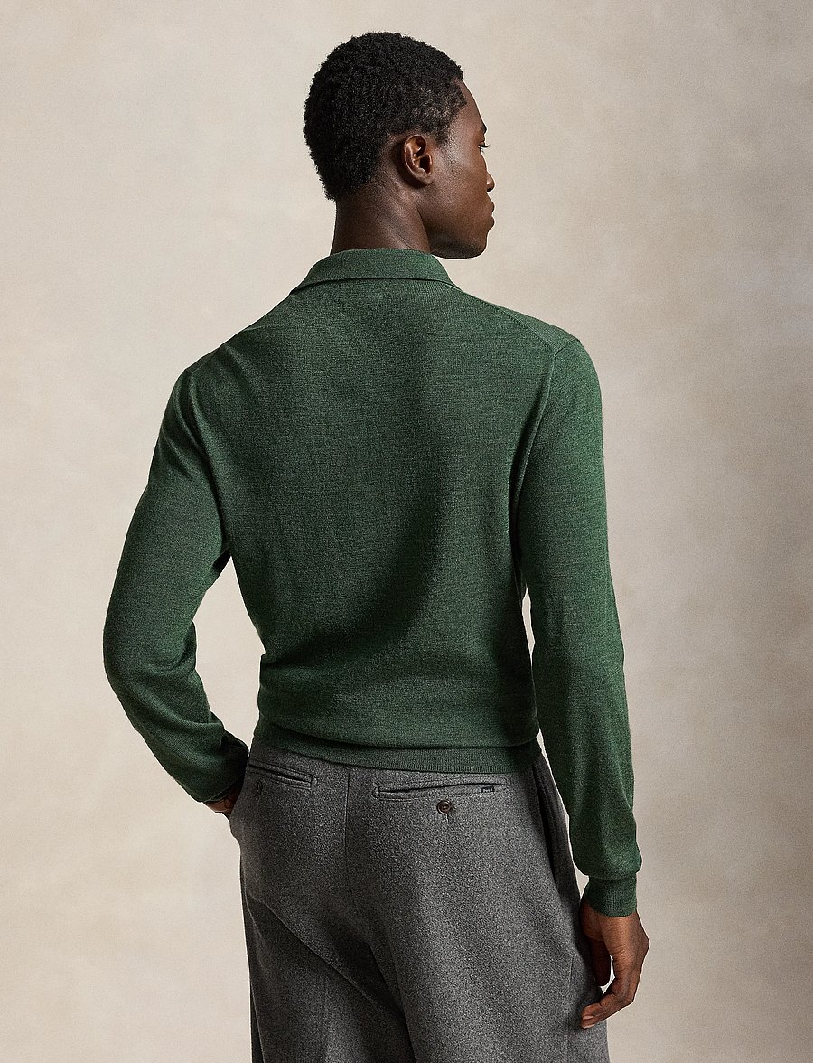 Polo Ralph Lauren - Washable Wool Polo-Collar Sweater - pikkade varrukatega kootud polod - lodgepole pine he - 3