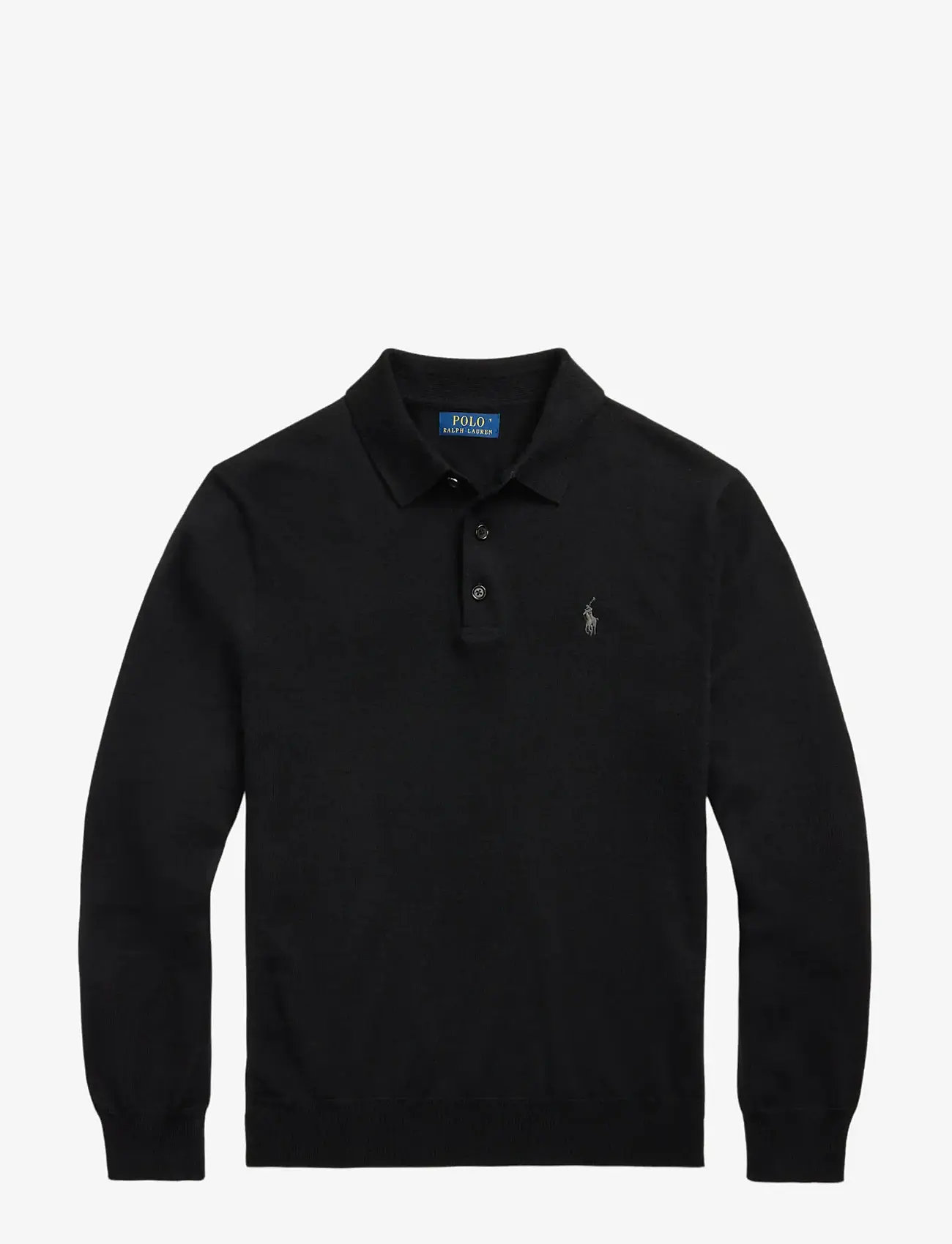 Polo Ralph Lauren - Wool Polo-Collar Sweater - stickade pikéer - polo black - 1