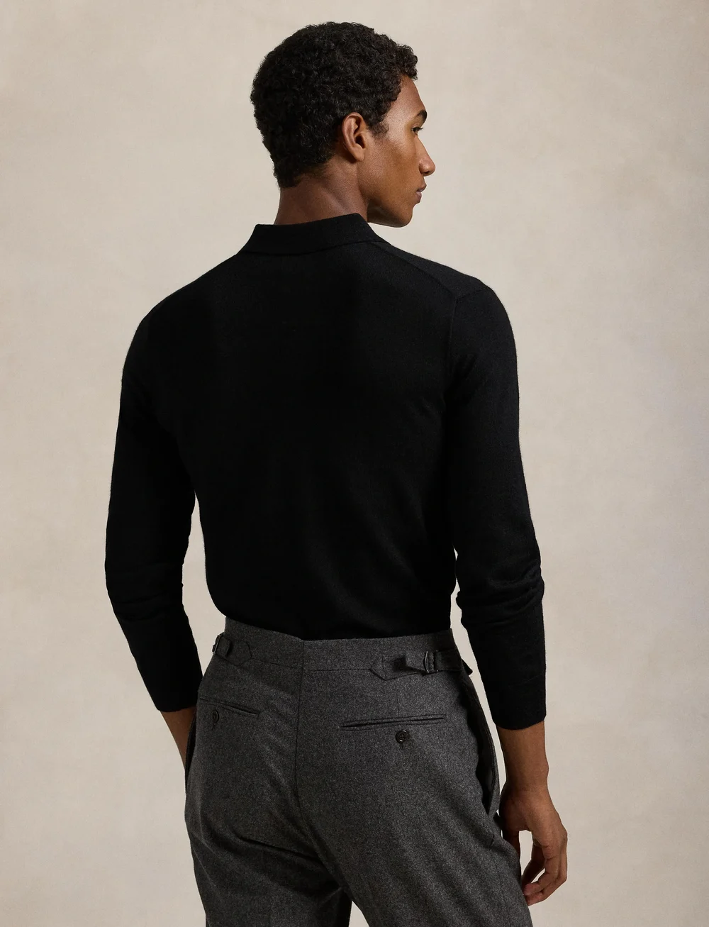 Polo Ralph Lauren - Wool Polo-Collar Sweater - gestrickte polohemden - polo black - 2