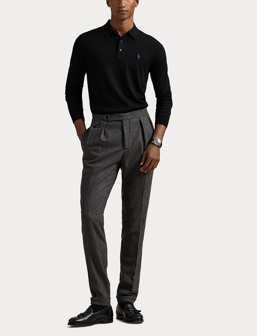 Polo Ralph Lauren - Washable Wool Polo-Collar Sweater - poloer i strik med lange ærmer - polo black - 4