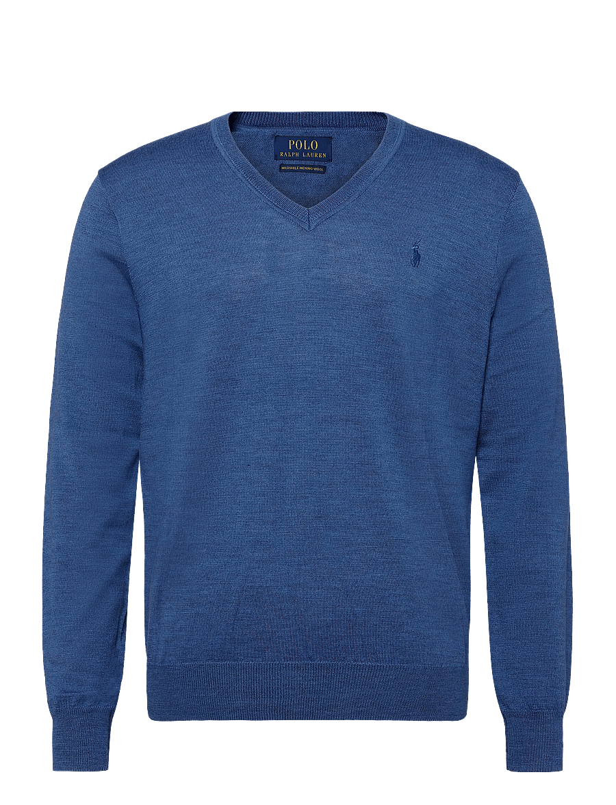 Polo Ralph Lauren - 2/30 MERINO WL RWS-LSL-PLO - v-ausschnitt - clarity blue heat - 0