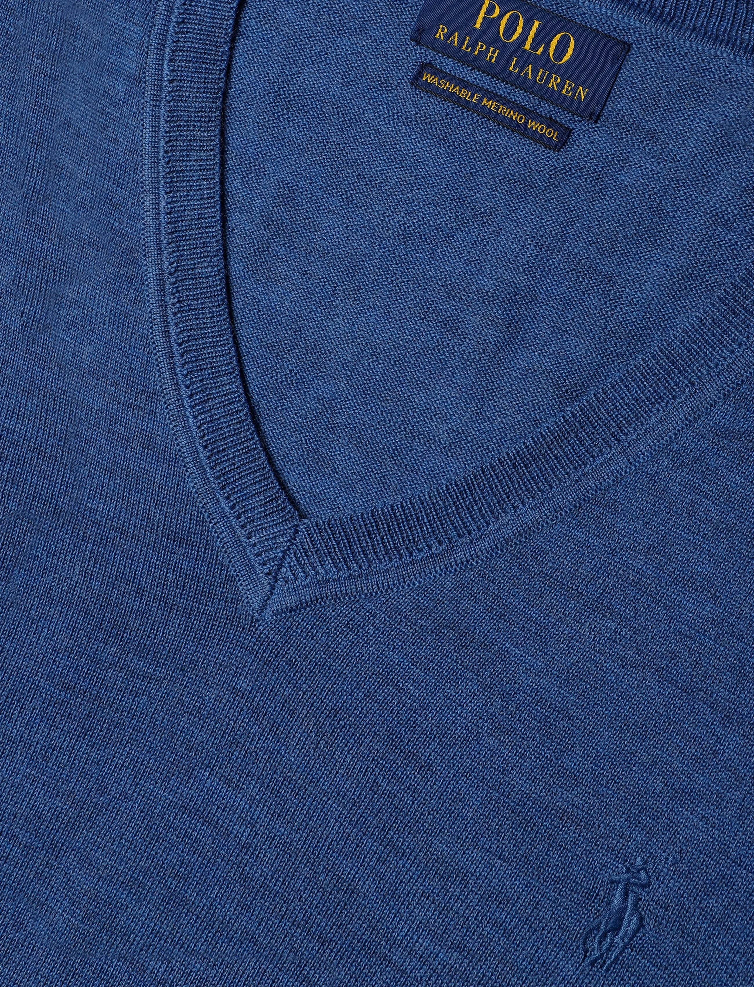 Polo Ralph Lauren - 2/30 MERINO WL RWS-LSL-PLO - v-ausschnitt - clarity blue heat - 2