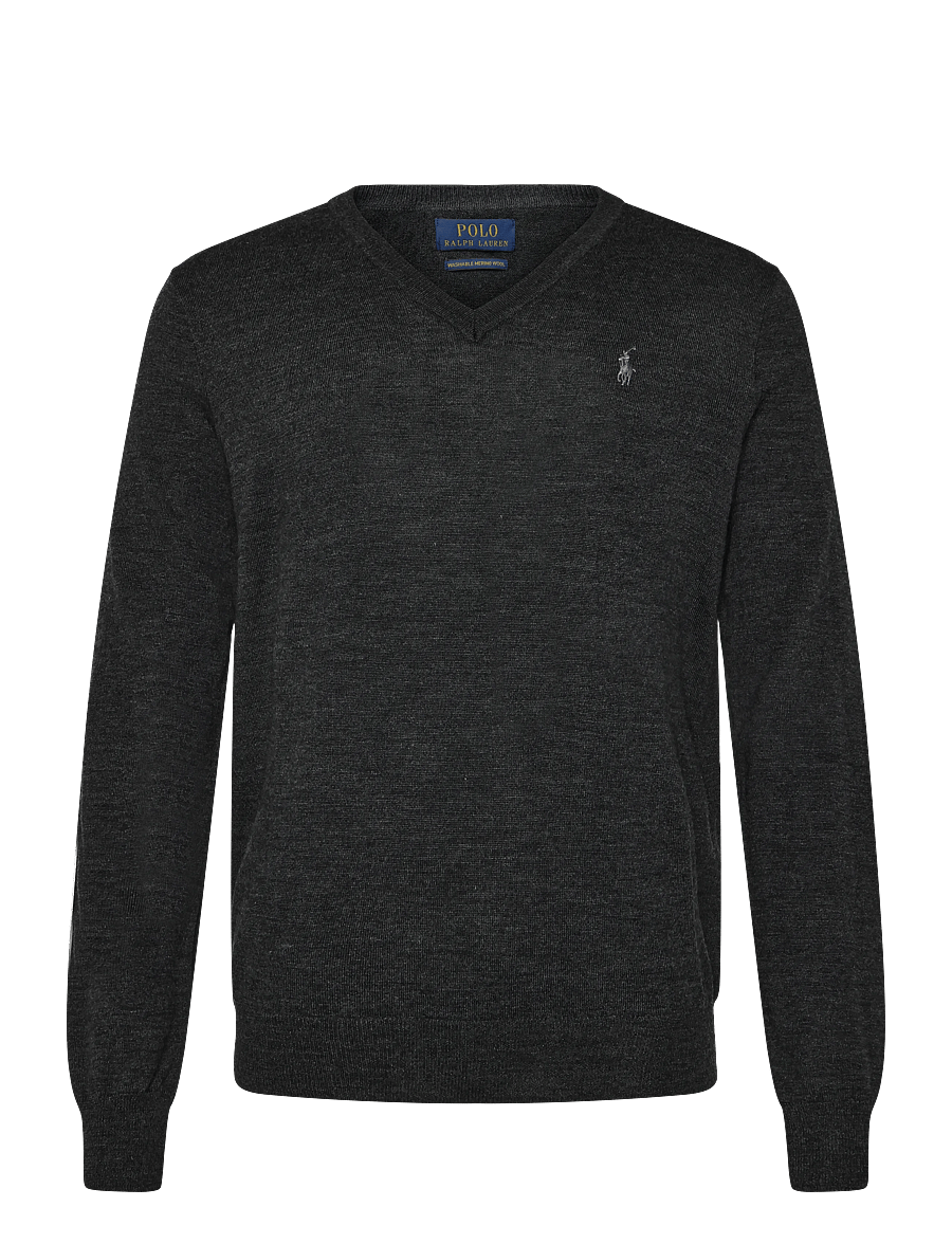 Polo Ralph Lauren - 2/30 MERINO WL RWS-LSL-PLO - v-ausschnitt - dark granite hthr - 0