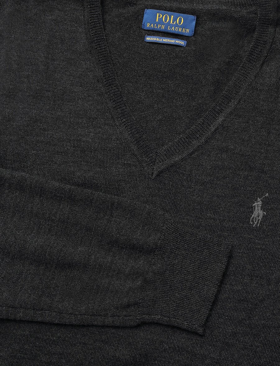Polo Ralph Lauren - 2/30 MERINO WL RWS-LSL-PLO - v-ausschnitt - dark granite hthr - 2