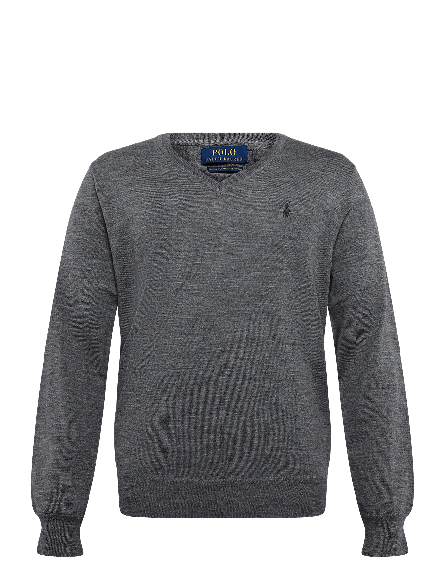 Polo Ralph Lauren - 2/30 MERINO WL RWS-LSL-PLO - v-ausschnitt - fawn grey heather - 0
