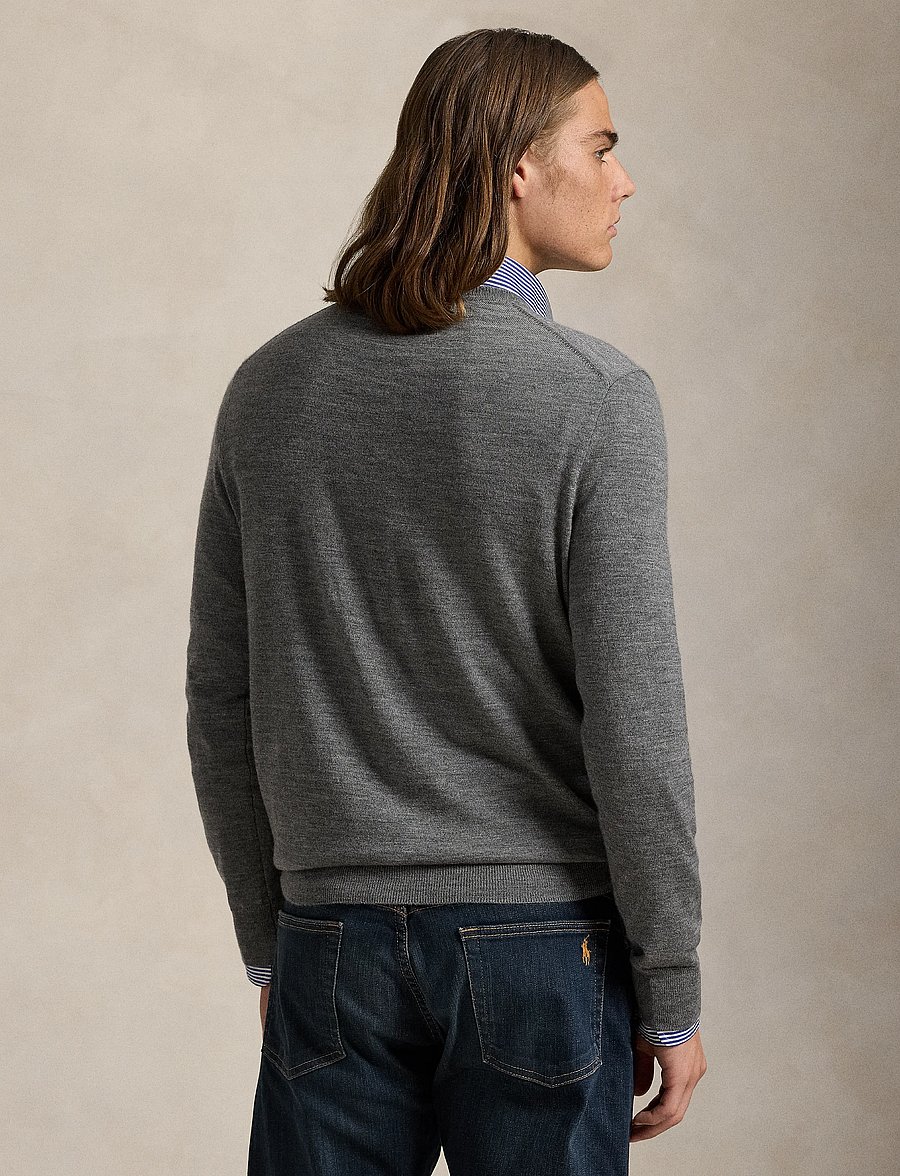 Polo Ralph Lauren - Washable Wool V-Neck Sweater - v-necks - fawn grey heather - 4