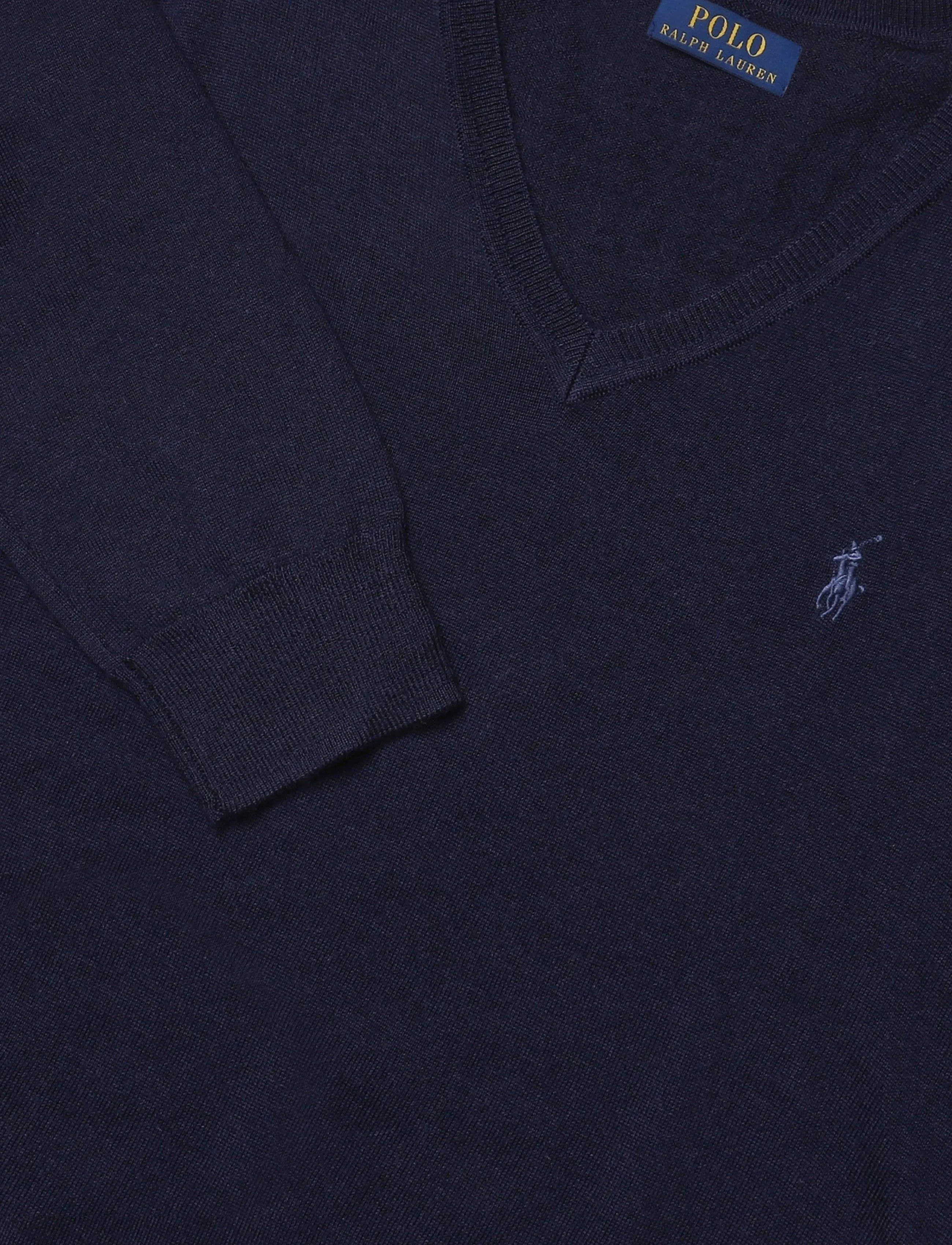 Polo Ralph Lauren - 2/30 MERINO WL RWS-LSL-PLO - v-ausschnitt - hunter navy - 2