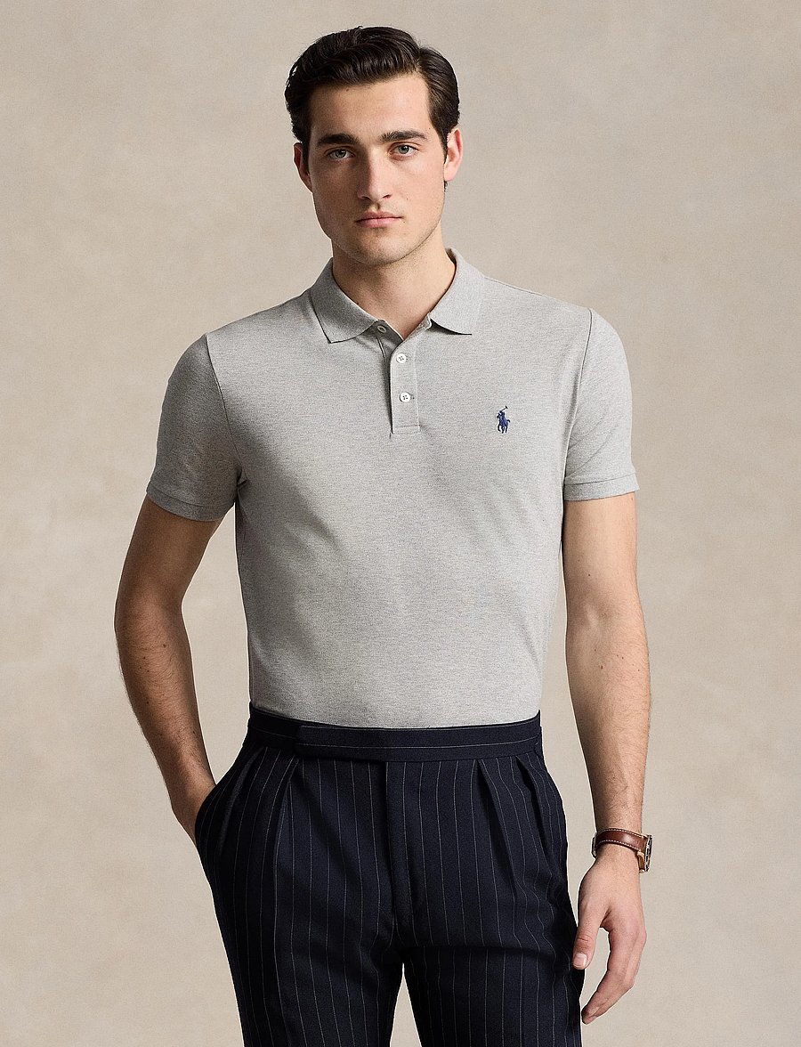 Polo Ralph Lauren - Custom Slim Fit Stretch Mesh Polo Shirt - lühikeste varrukatega polod - andover heather/c - 3