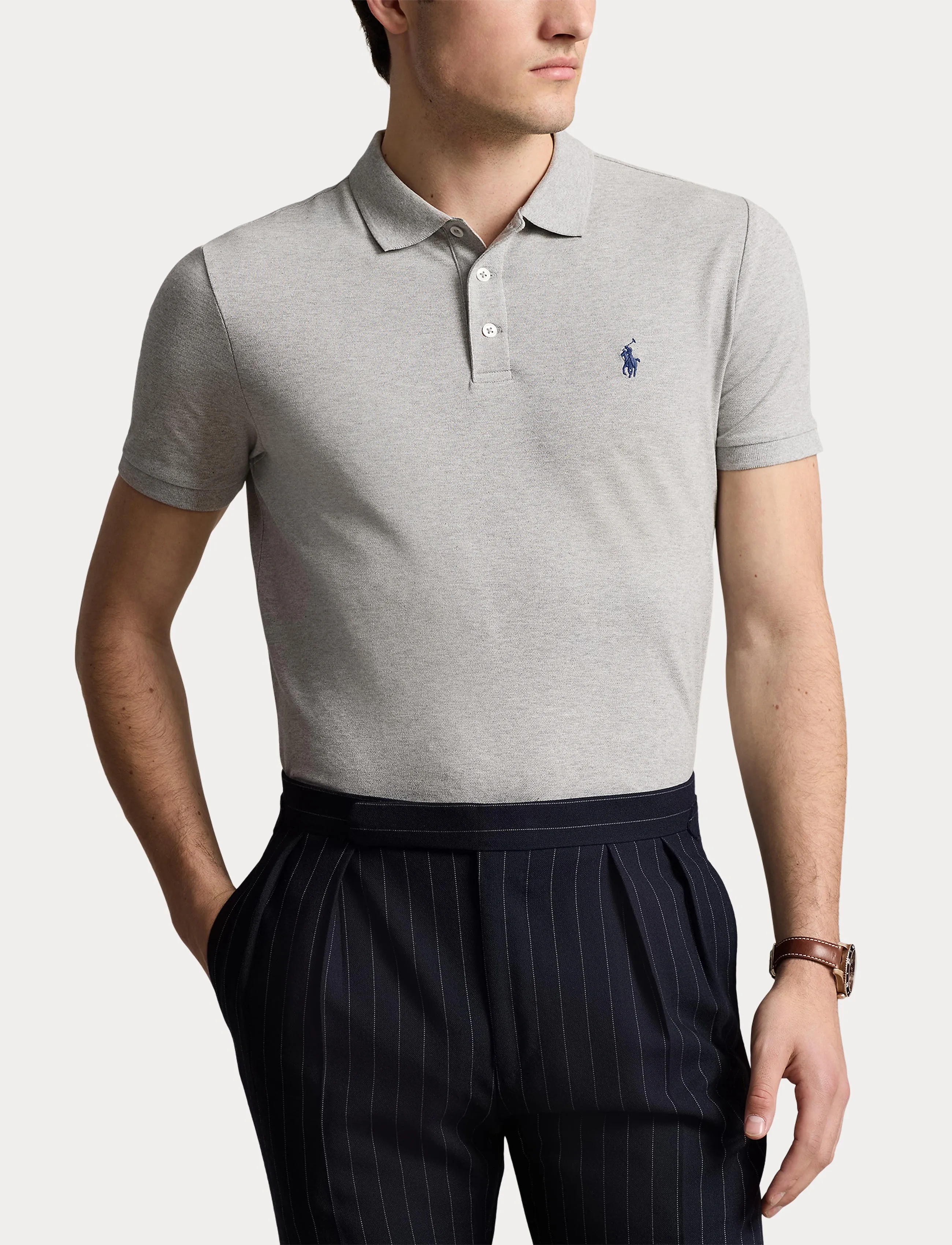 Polo Ralph Lauren - Custom Slim Fit Stretch Mesh Polo Shirt - lühikeste varrukatega polod - andover heather/c - 5