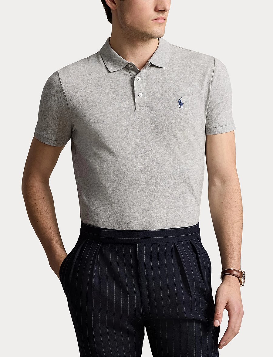 Polo Ralph Lauren - Custom Slim Fit Stretch Mesh Polo Shirt - lühikeste varrukatega polod - andover heather/c - 5