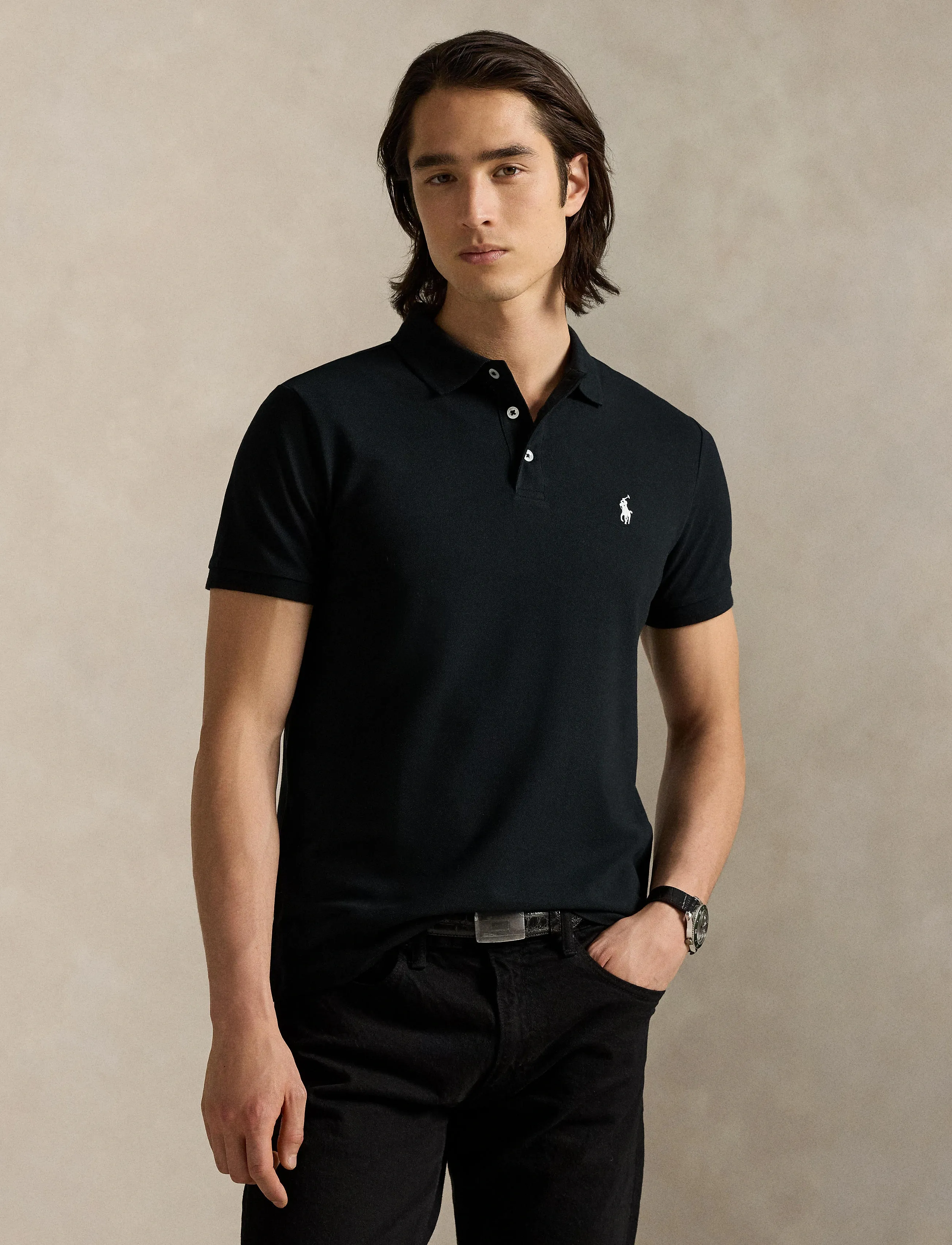 Polo Ralph Lauren - Custom Slim Fit Stretch Mesh Polo Shirt - lühikeste varrukatega polod - polo black/c1730 - 3