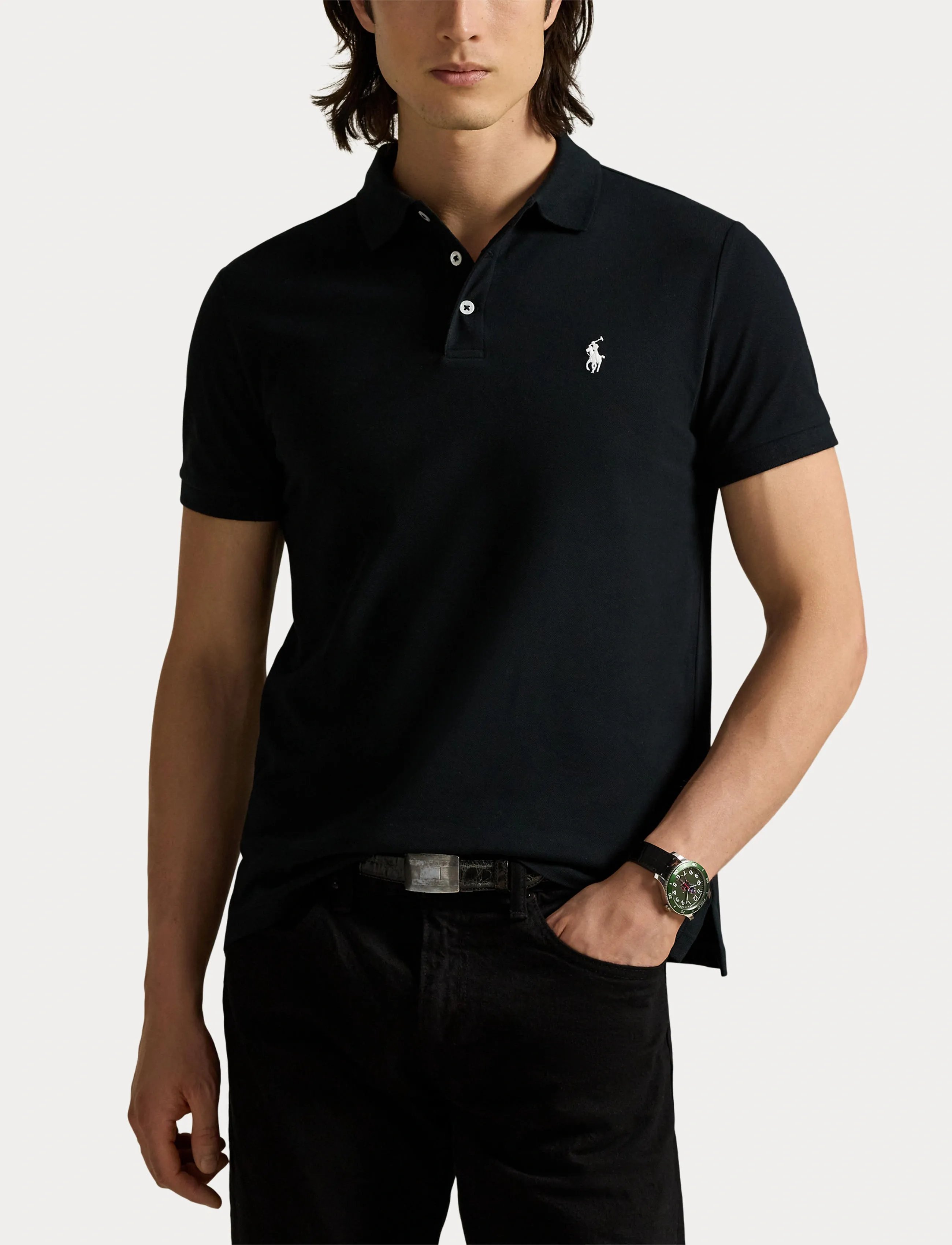 Polo Ralph Lauren - Custom Slim Fit Stretch Mesh Polo Shirt - lühikeste varrukatega polod - polo black/c1730 - 5