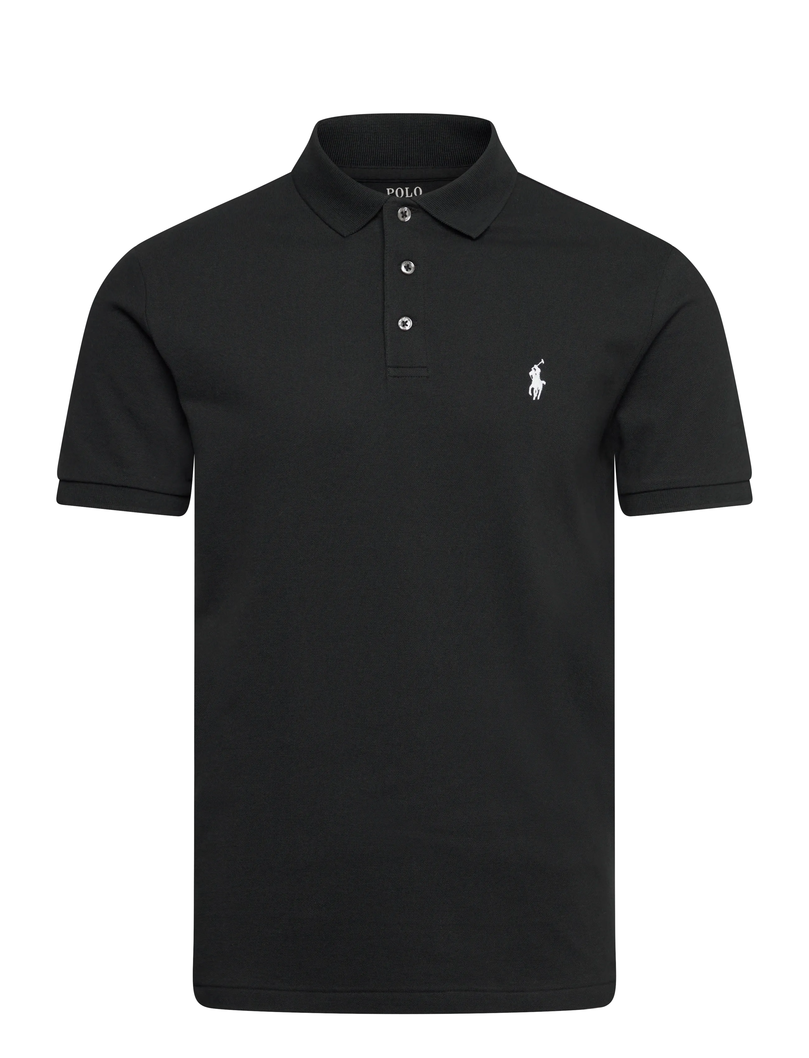 Custom Slim Fit Stretch Mesh Polo Shirt - POLO BLACK/C1730