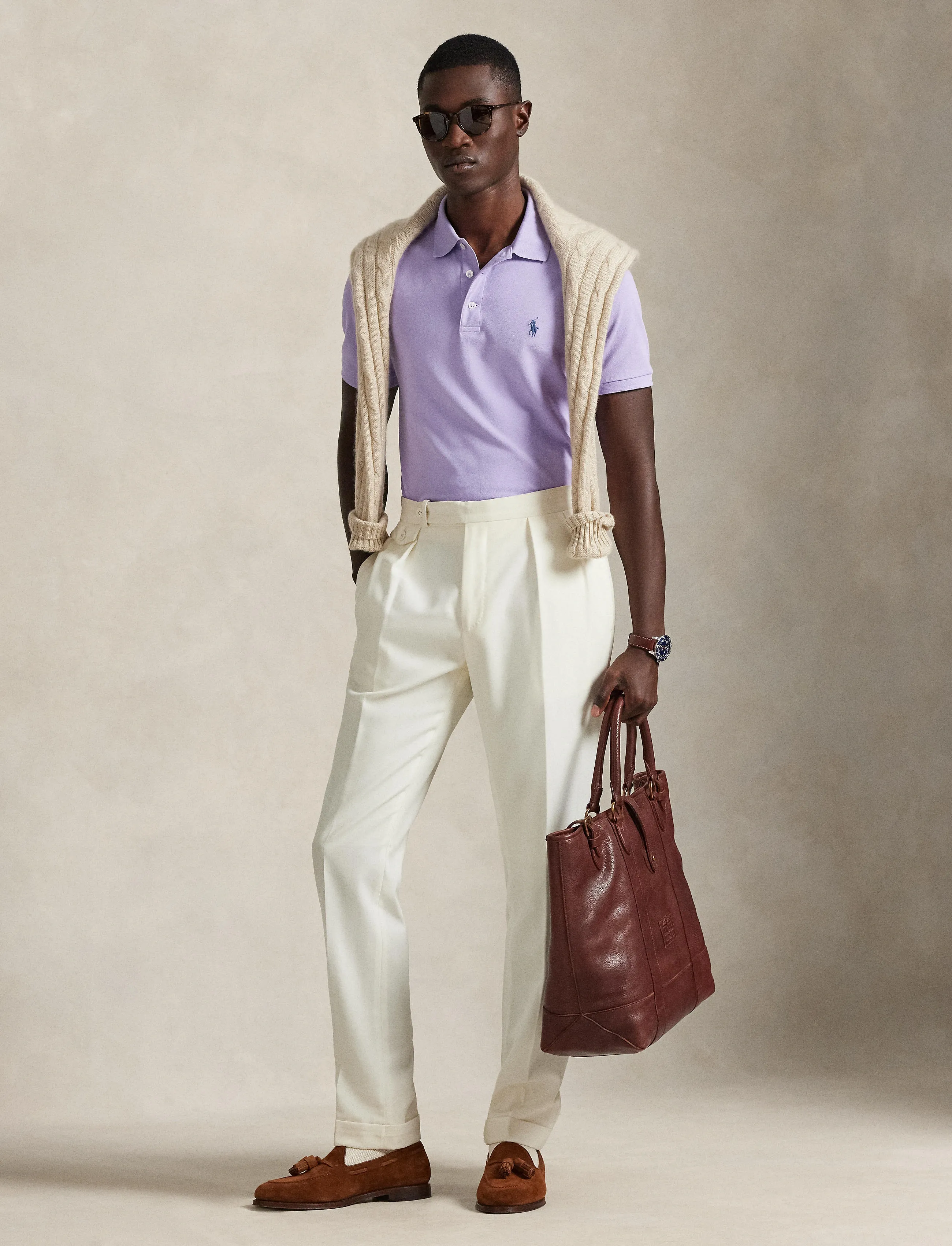 Polo Ralph Lauren Custom Slim Fit Stretch Mesh Polo Shirt - Pólóbolir - POWDER PURPLE/C75 / purple