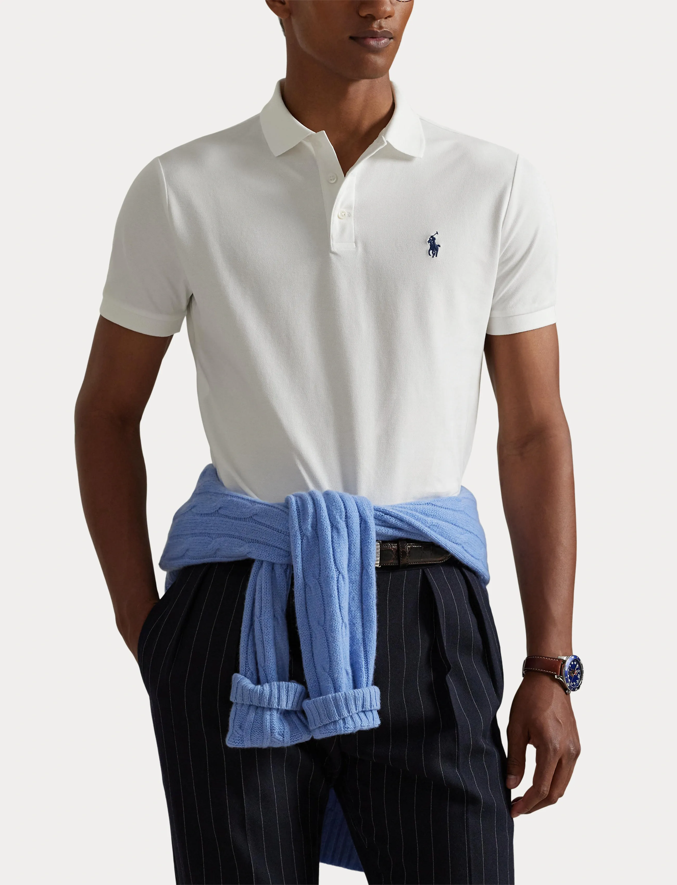 Polotröja i stretchpiké Custom Slim Fit 6