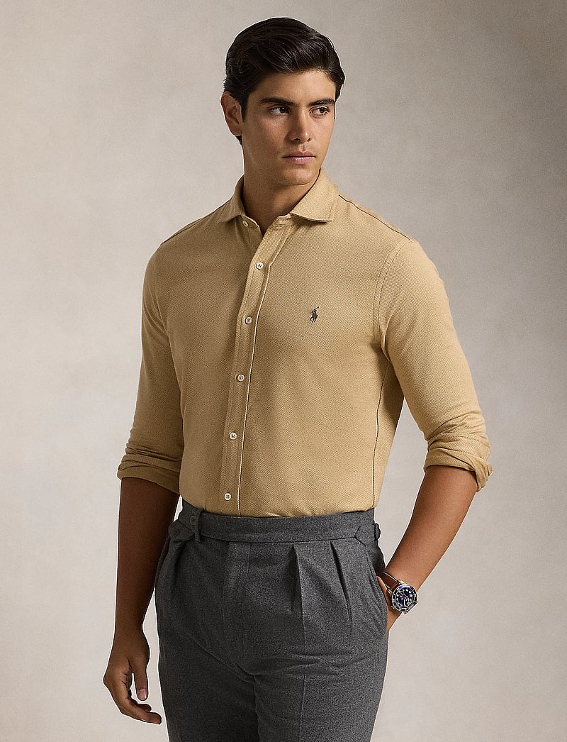 Polo Ralph Lauren - 55/2 JERSEY-LSL-SPS - casual hemden - dark beige/sand d - 0