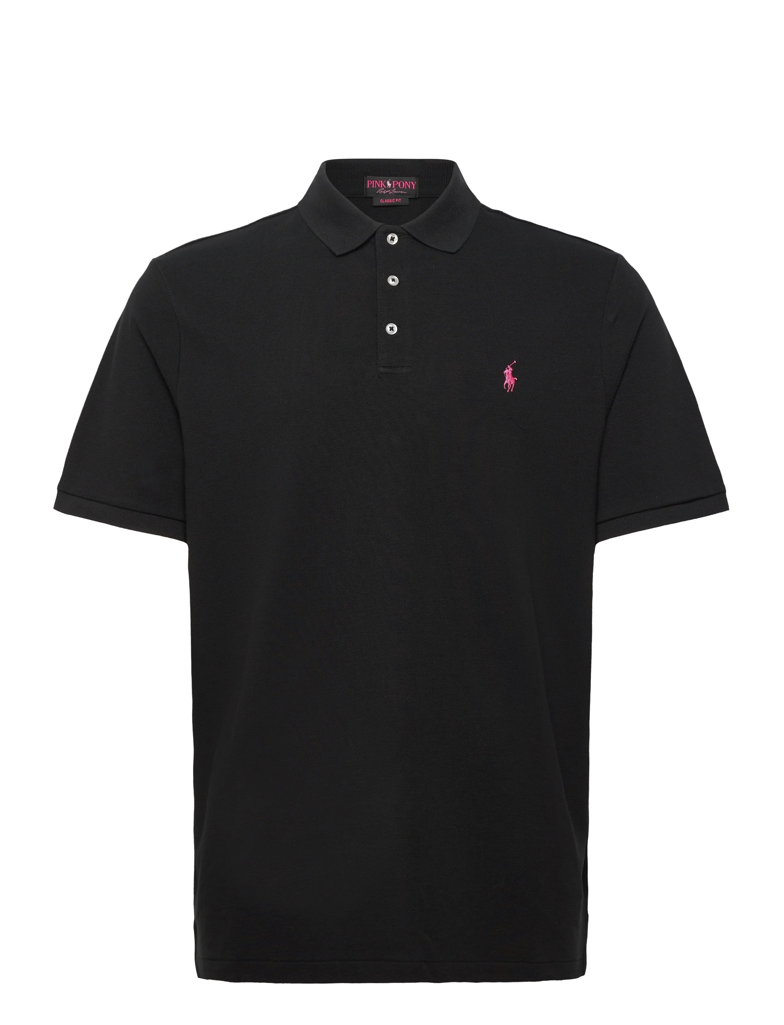 Pink Pony Stretch Mesh Polo Shirt - POLO BLACK