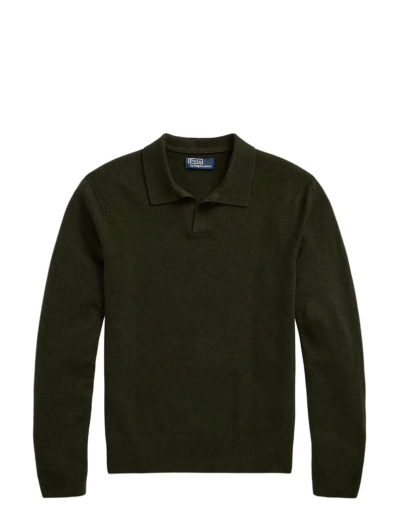 Polo Ralph Lauren - Wool Johnny-Collar Sweater - stickade pikéer - leaf green heathe - 1