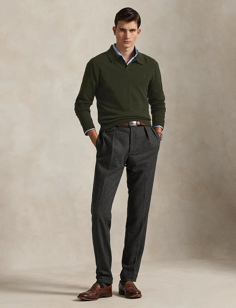 Polo Ralph Lauren - Wool Johnny-Collar Sweater - stickade pikéer - leaf green heathe - 0