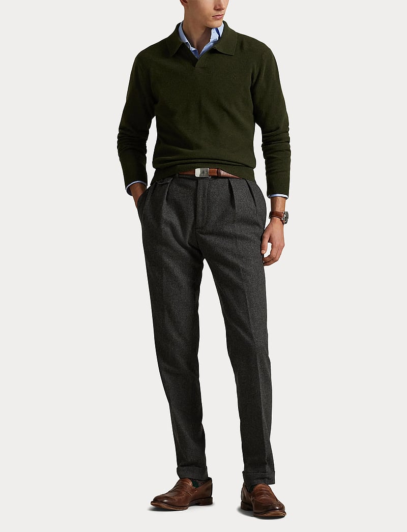 Polo Ralph Lauren - Wool Johnny-Collar Sweater - stickade pikéer - leaf green heathe - 4