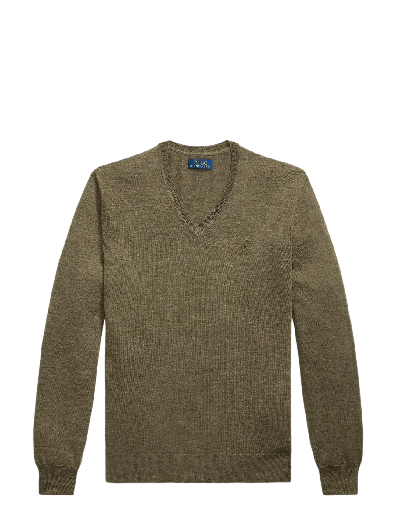 Polo Ralph Lauren Slim Fit Washable Wool V-Neck Sweater - Strik med v-hals - CARGO OLIVE HEATH / khaki/green