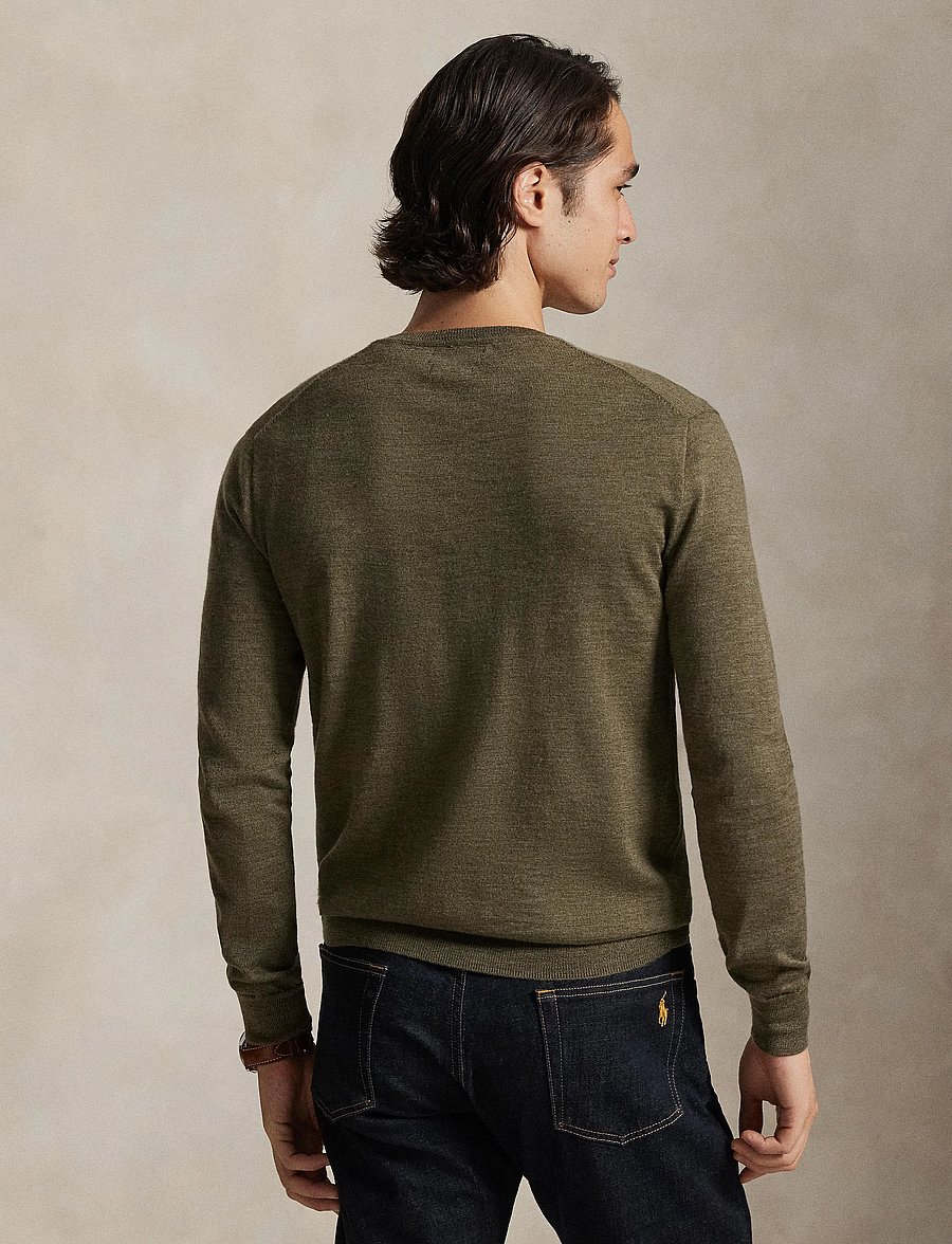 Polo Ralph Lauren - Slim Fit Washable Wool V-Neck Sweater - pulls col v - cargo olive heath - 2
