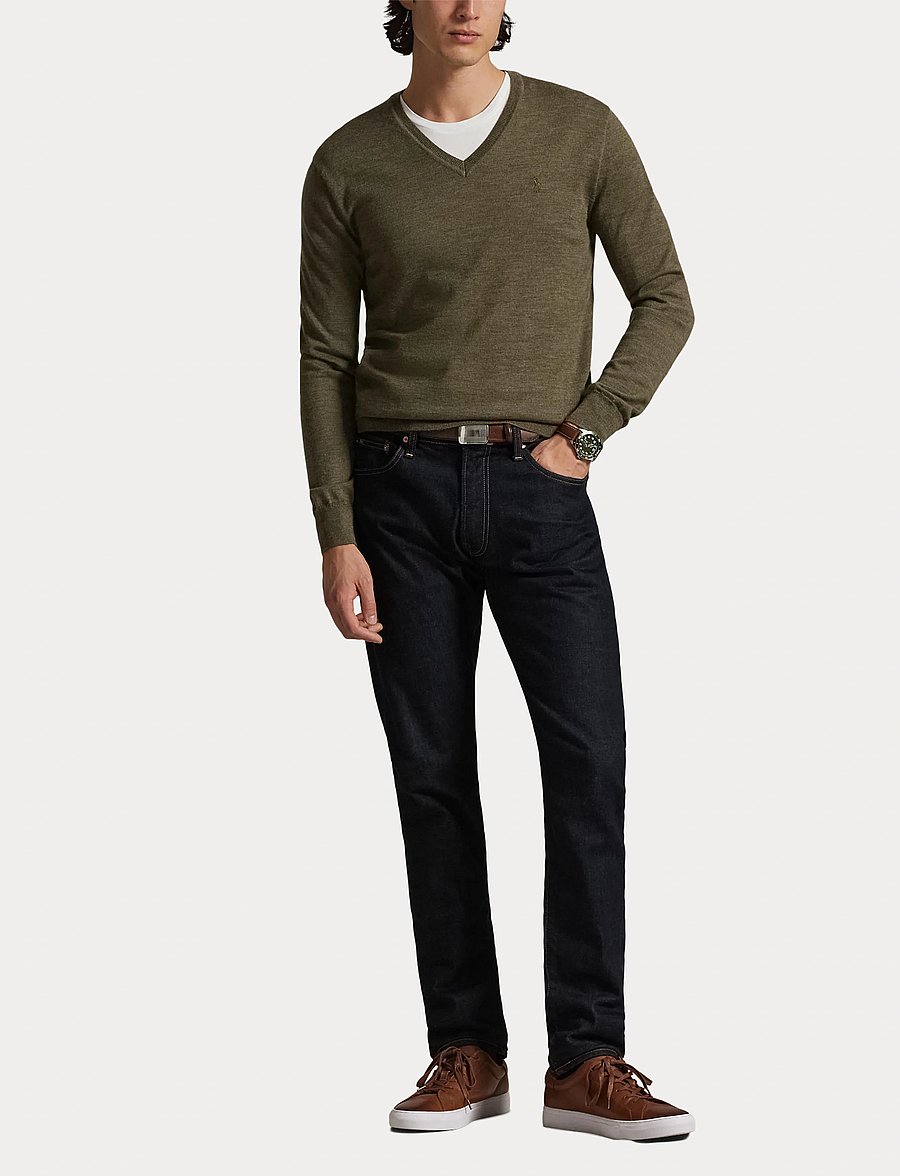 Polo Ralph Lauren - Slim Fit Washable Wool V-Neck Sweater - pulls col v - cargo olive heath - 4