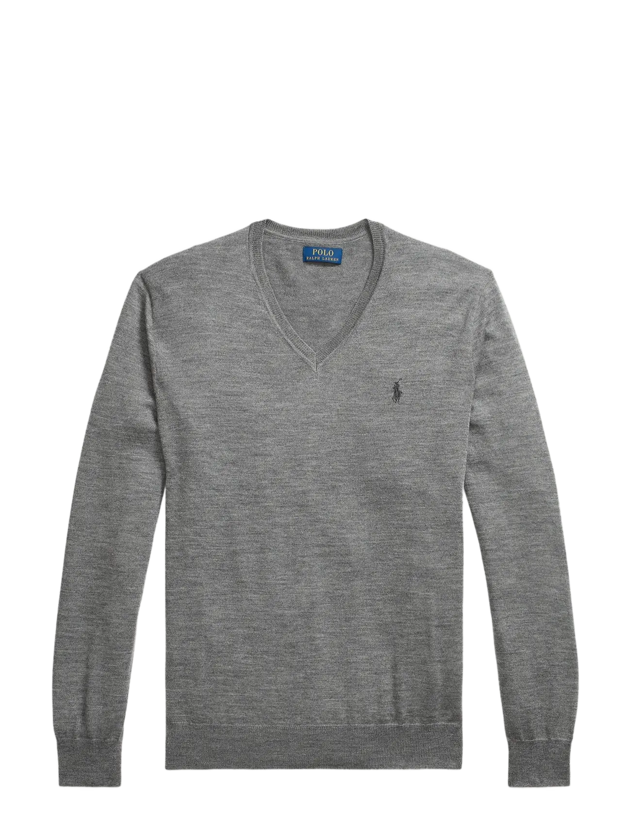 Polo Ralph Lauren Slim Fit Washable Wool V-Neck Sweater - Trøjer - FAWN GREY HEATHER / grey