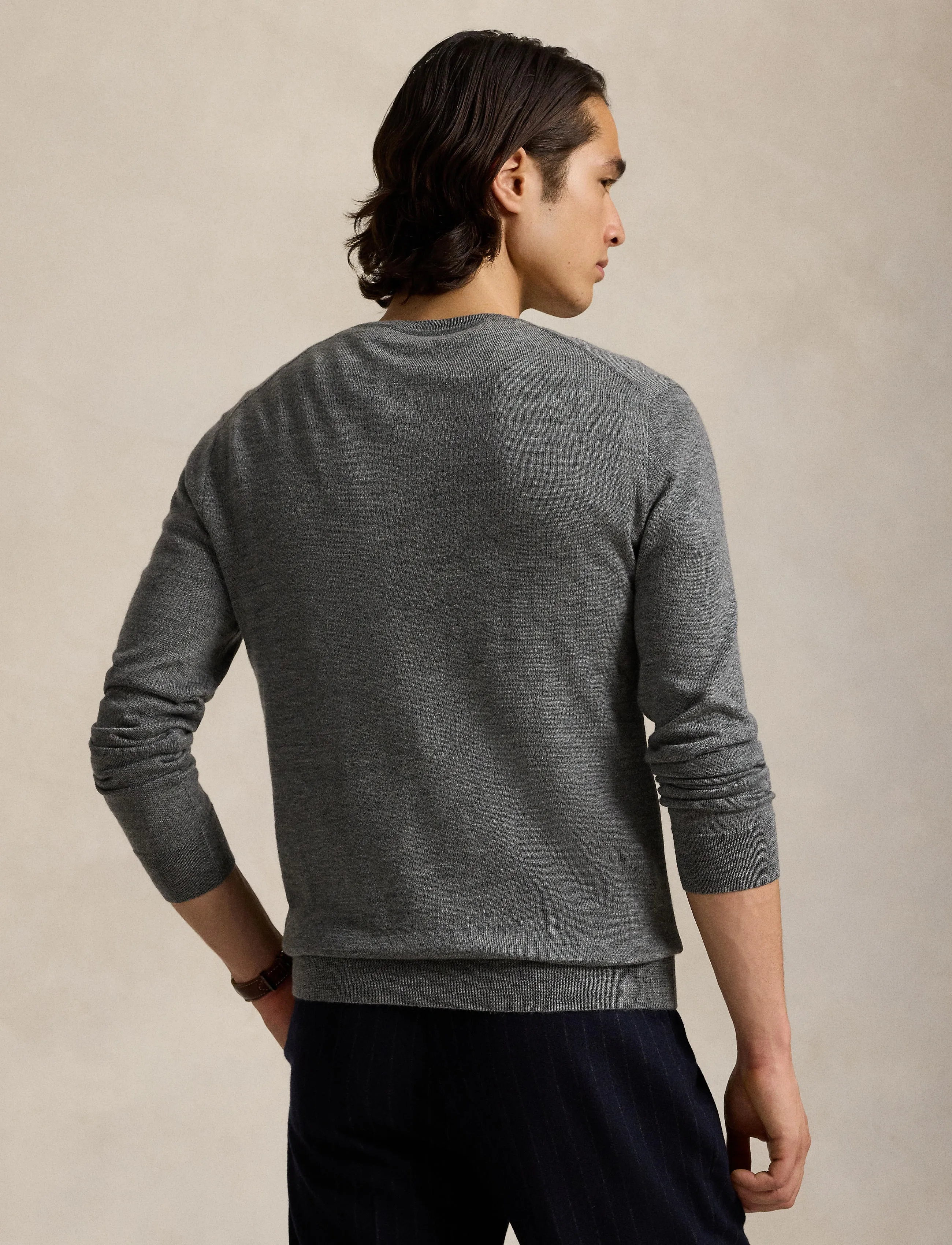 Polo Ralph Lauren - Slim Fit Washable Wool V-Neck Sweater - v-hals - fawn grey heather - 2